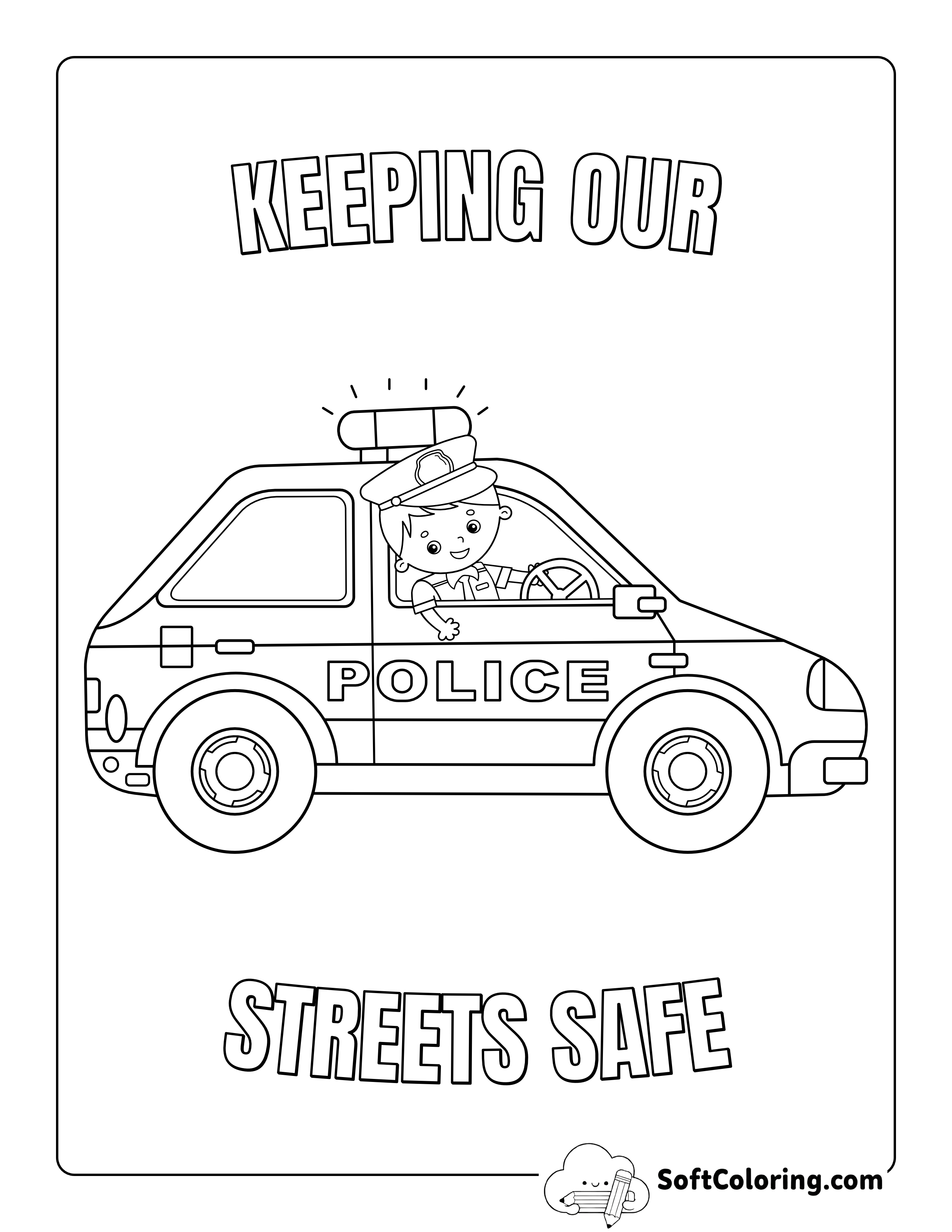 "Keeping Our Streets Safe" Police Car to Color