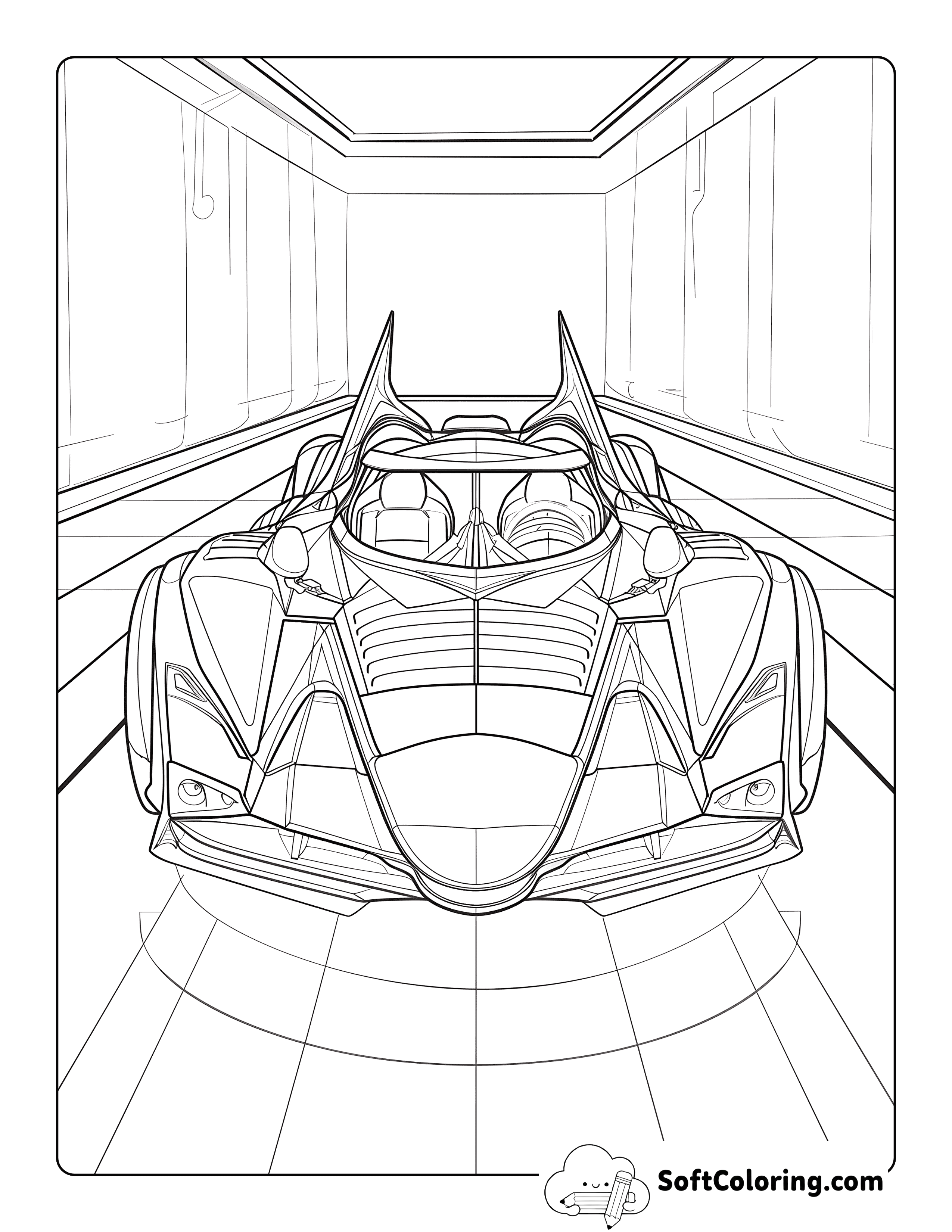 Detailed Superhero Race Car Coloring Sheet