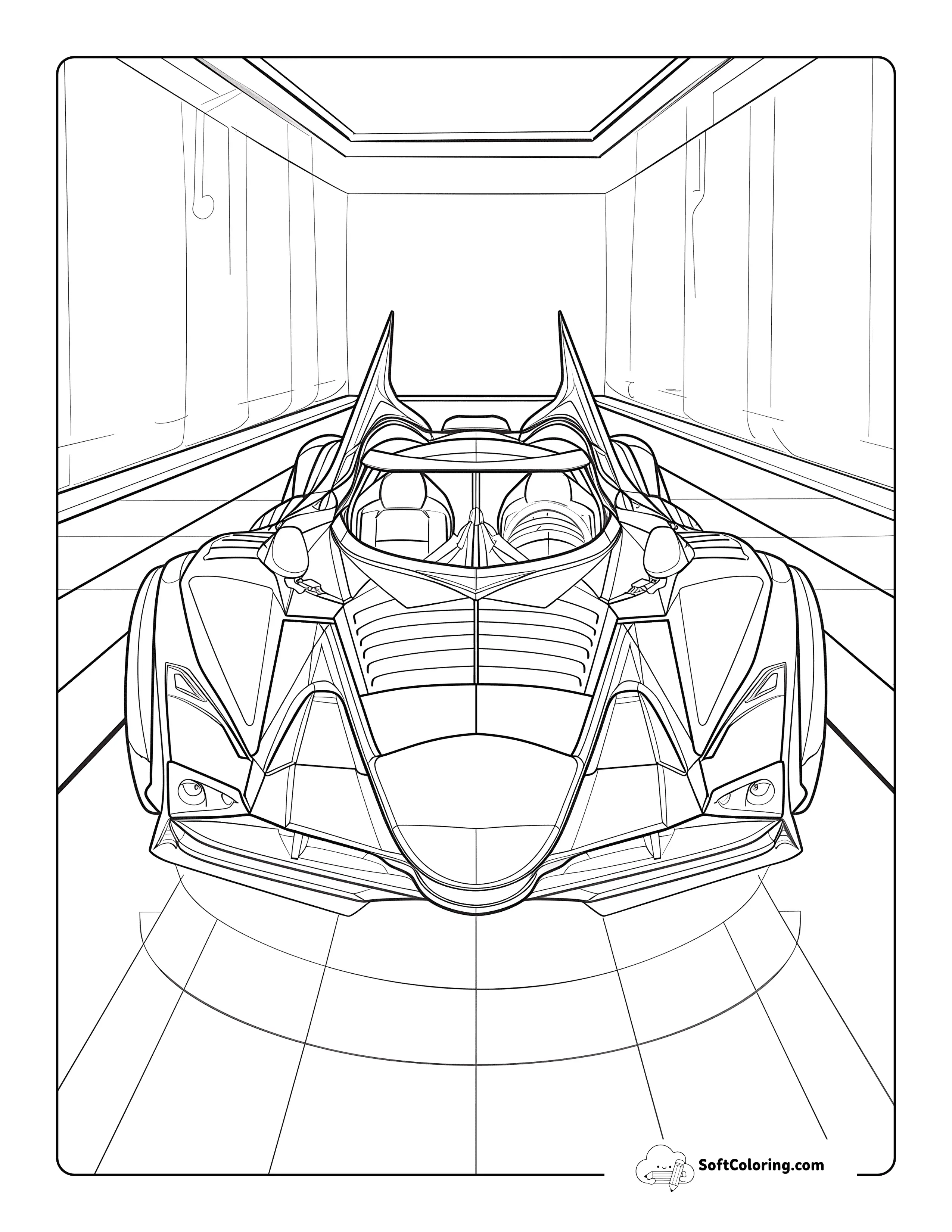 Detailed Superhero Race Car Coloring Sheet