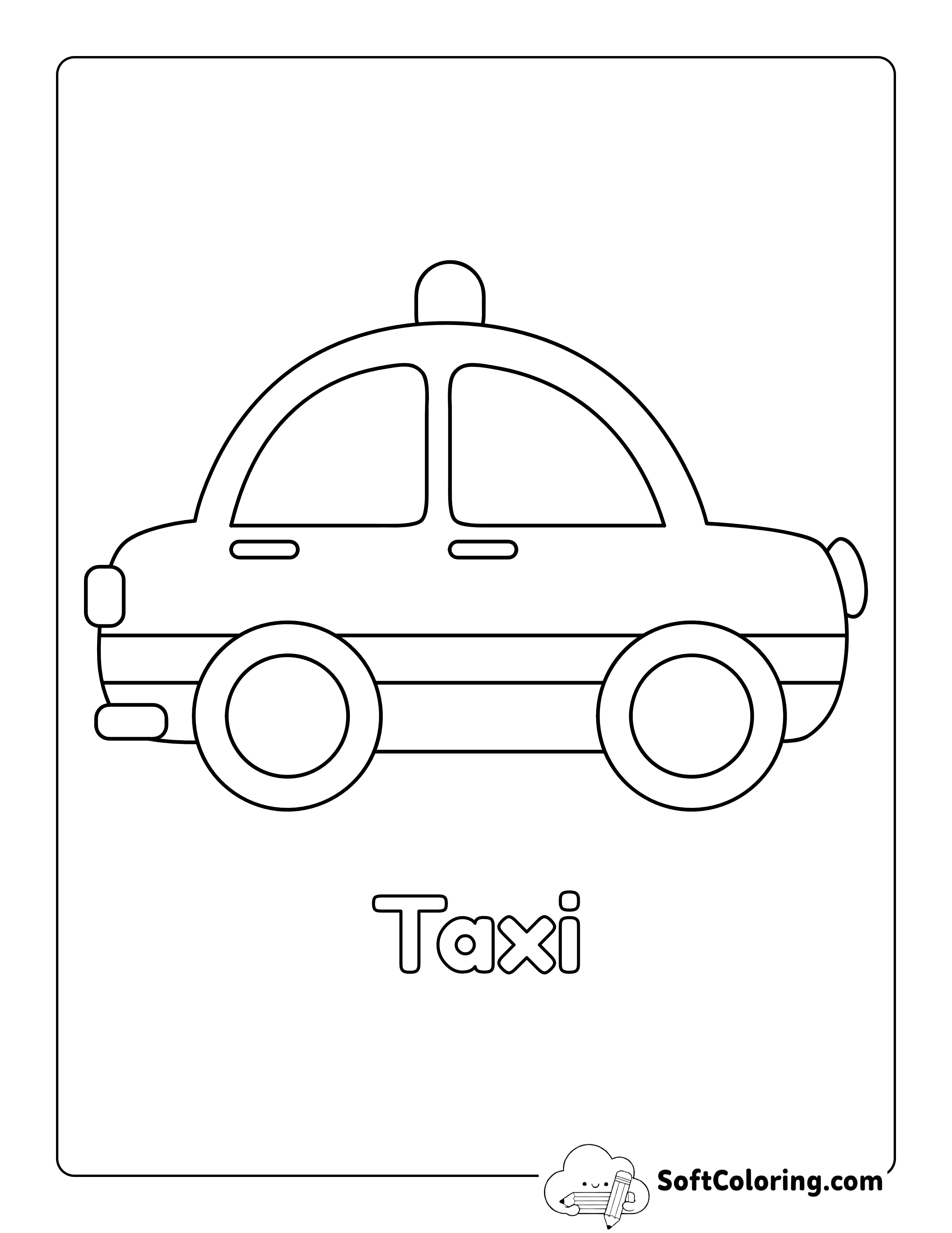 Taxi Coloring Page for Preschoolers