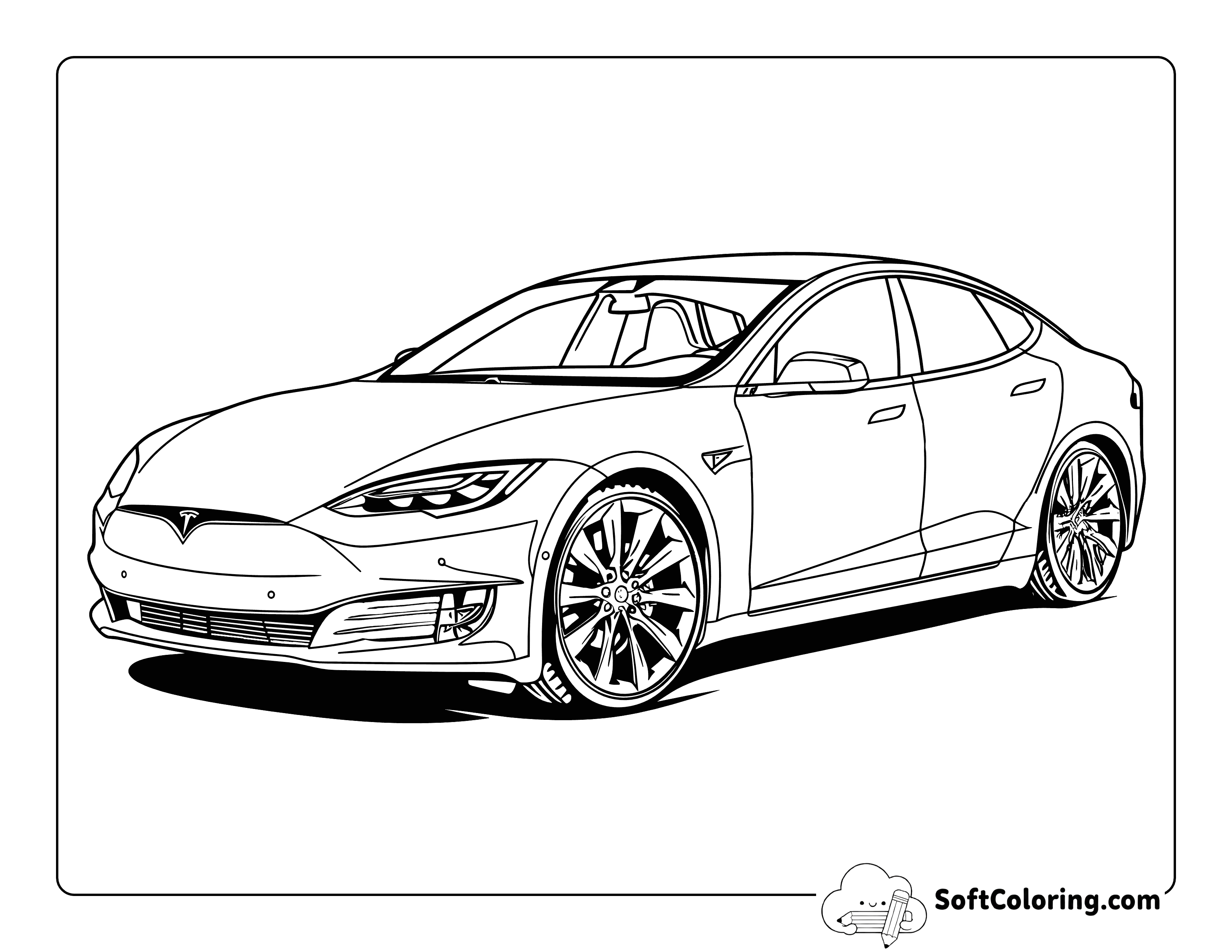 Realistic Car Coloring Page for Adults