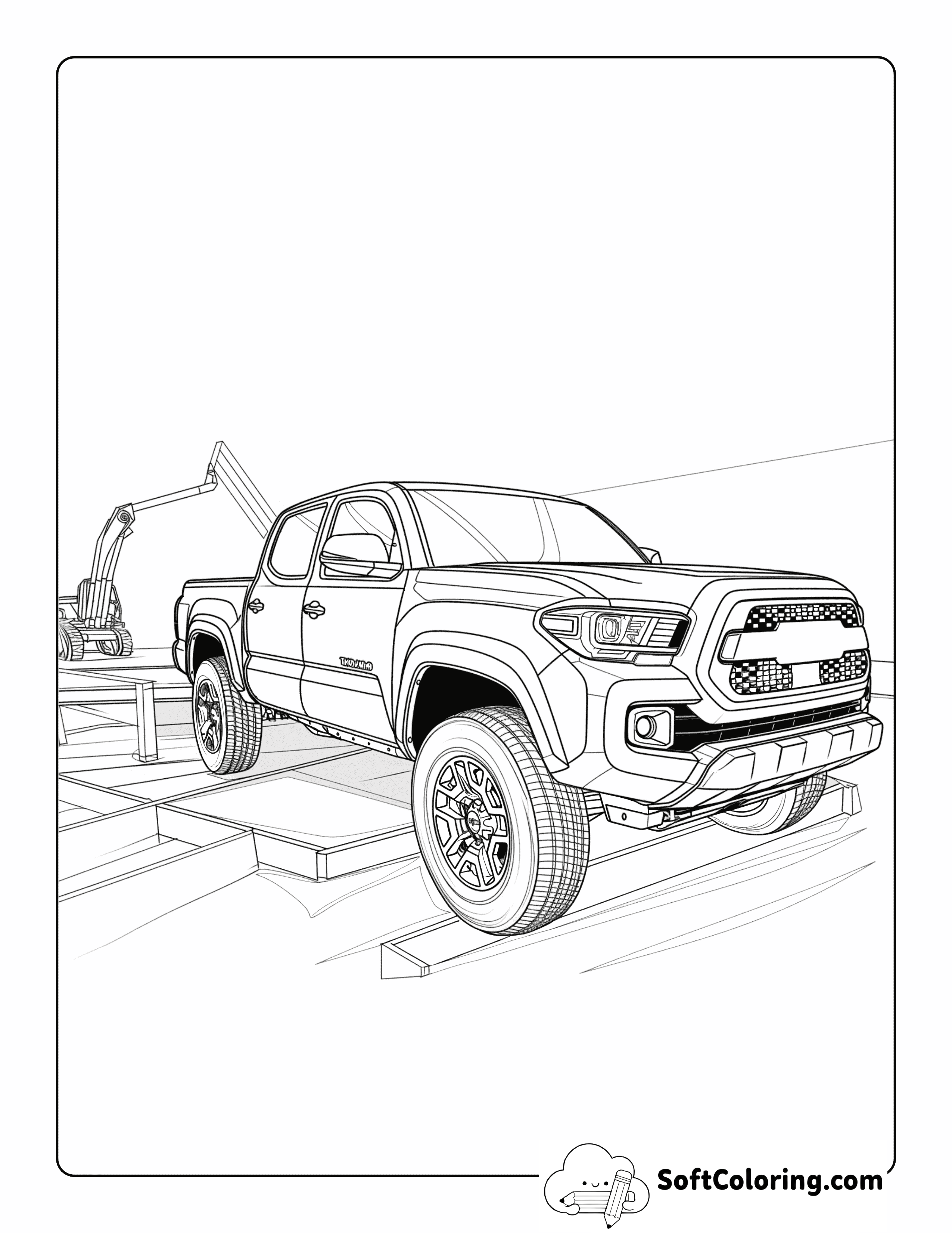 Realistic Work Truck Coloring Page for Adults