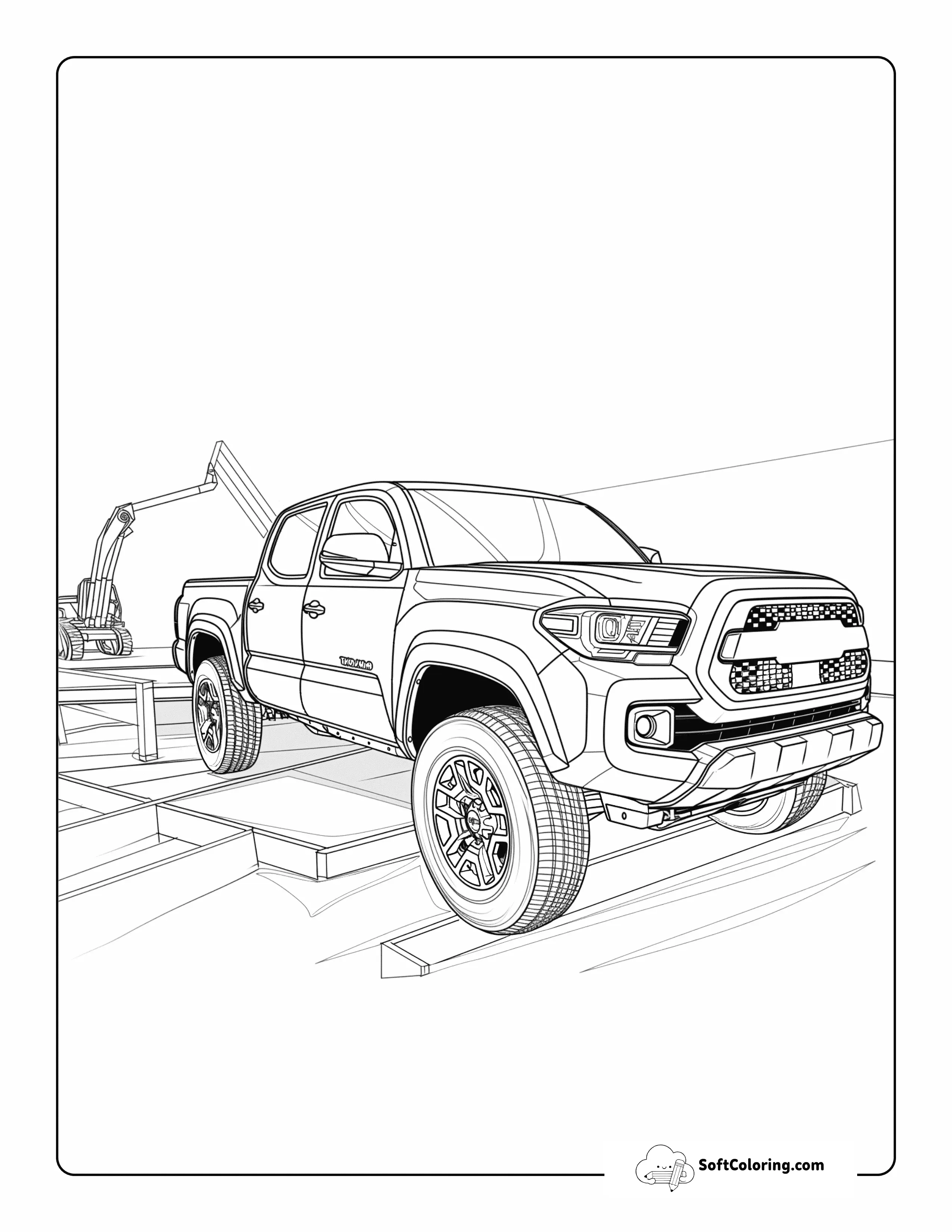 Realistic Work Truck Coloring Page For Adults