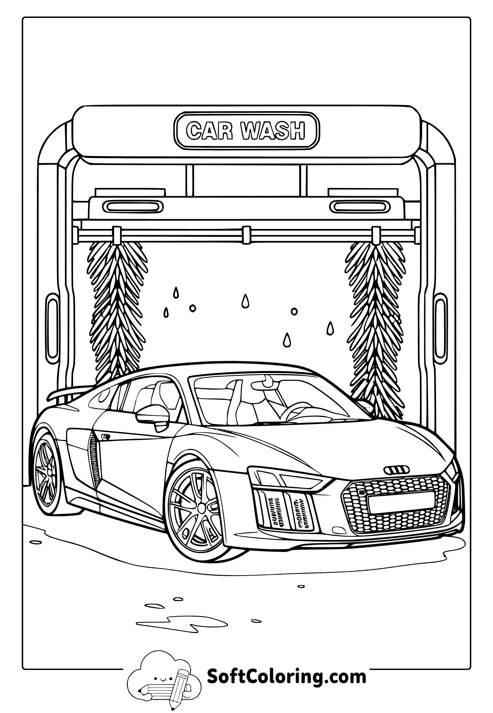 Car Wash Coloring Page