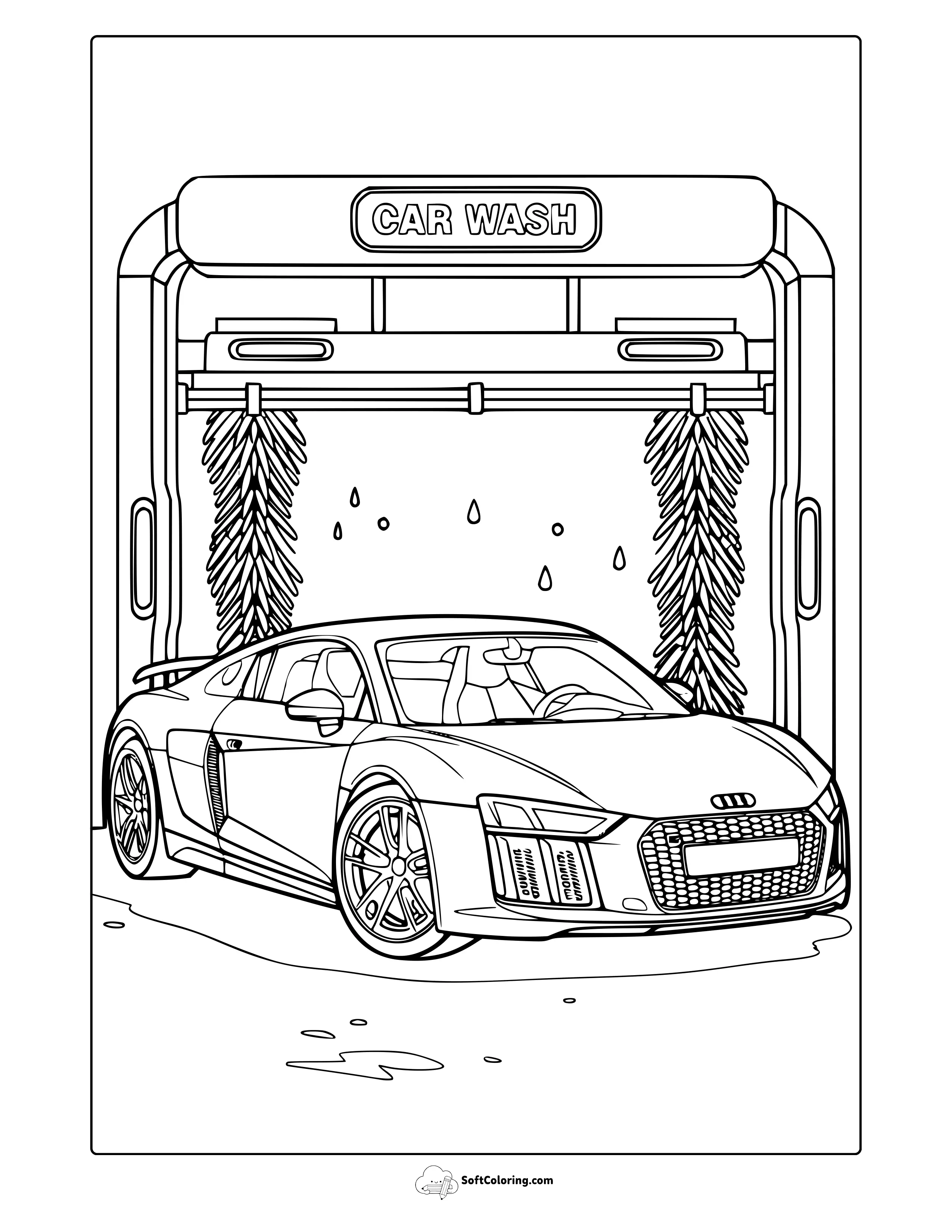Car Wash Coloring Page