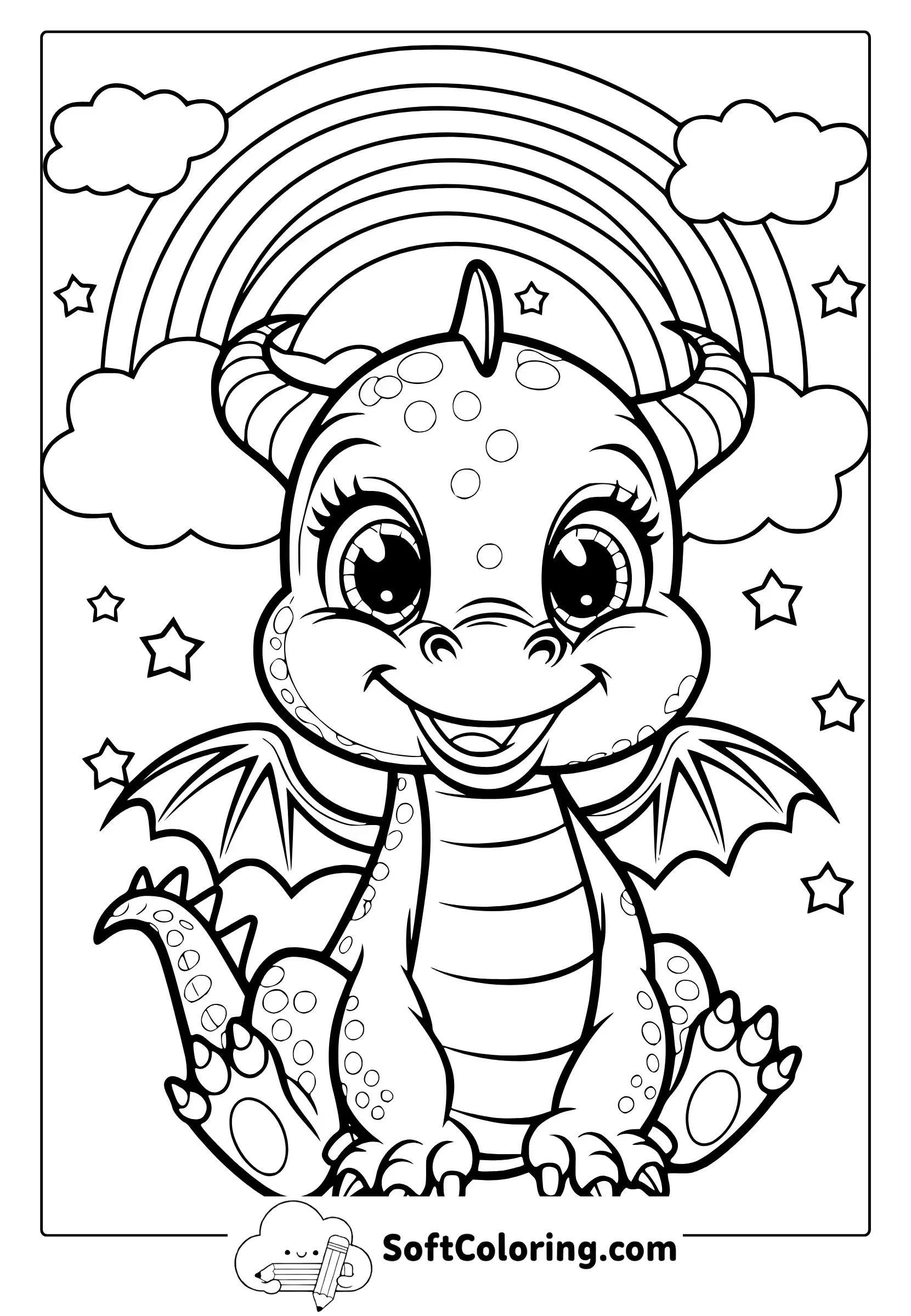 Cartoon Dragon Coloring Page