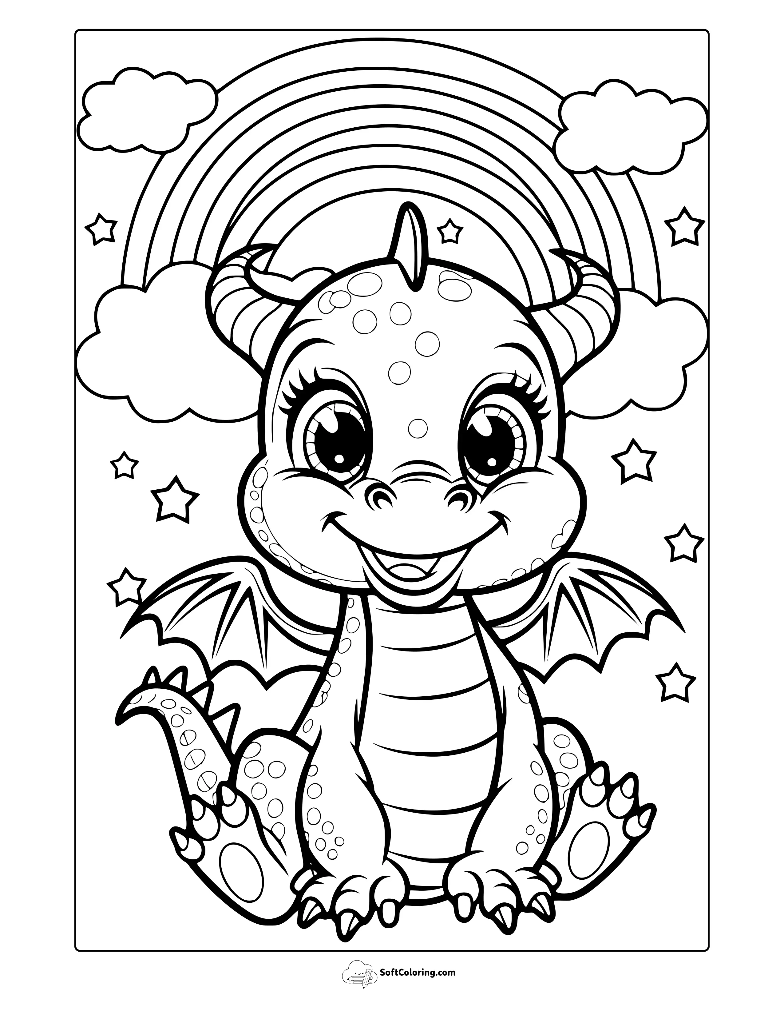Cartoon Dragon Coloring Page