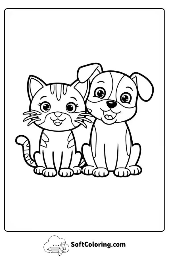 Cat And Dog Coloring Page