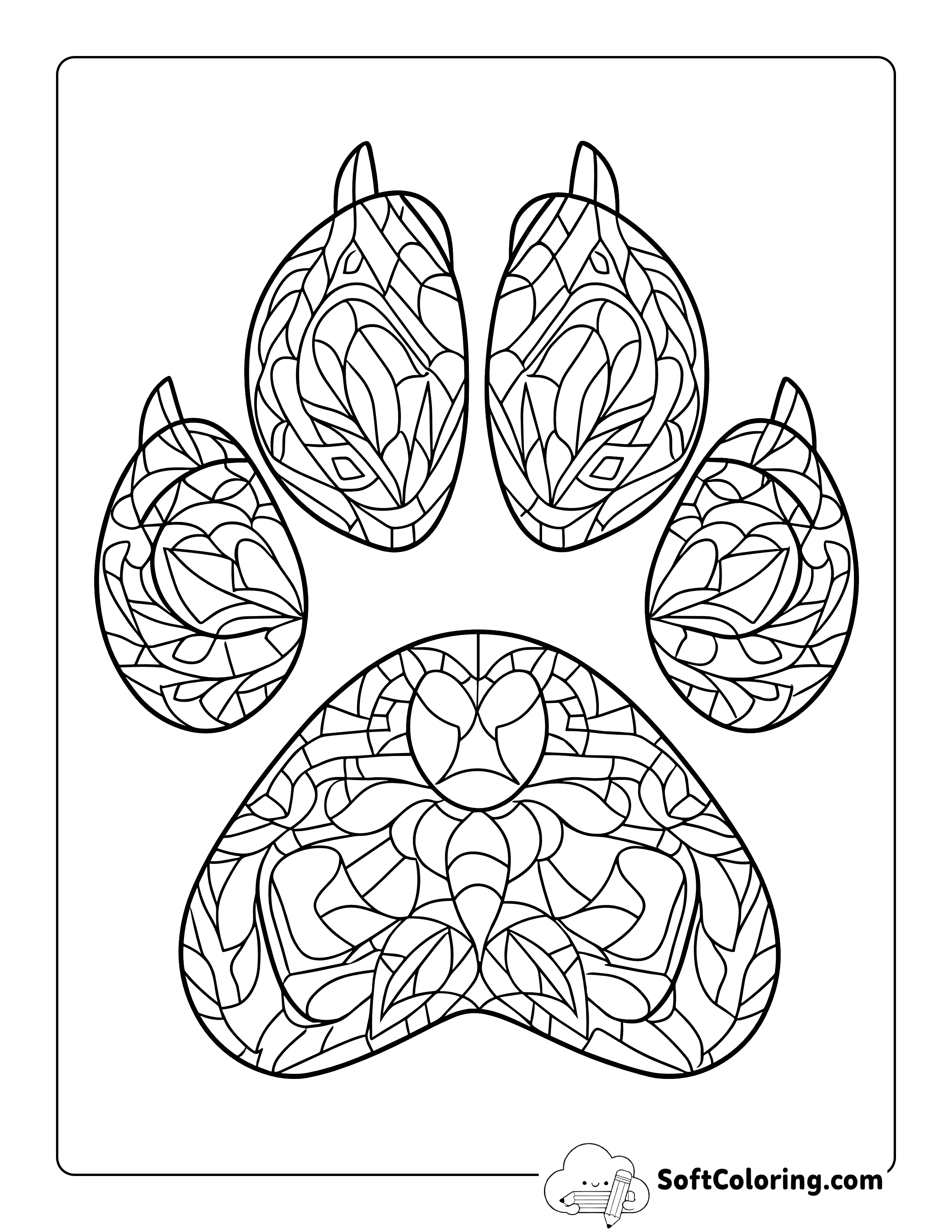 Cat Paw Mandala Coloring Sheet