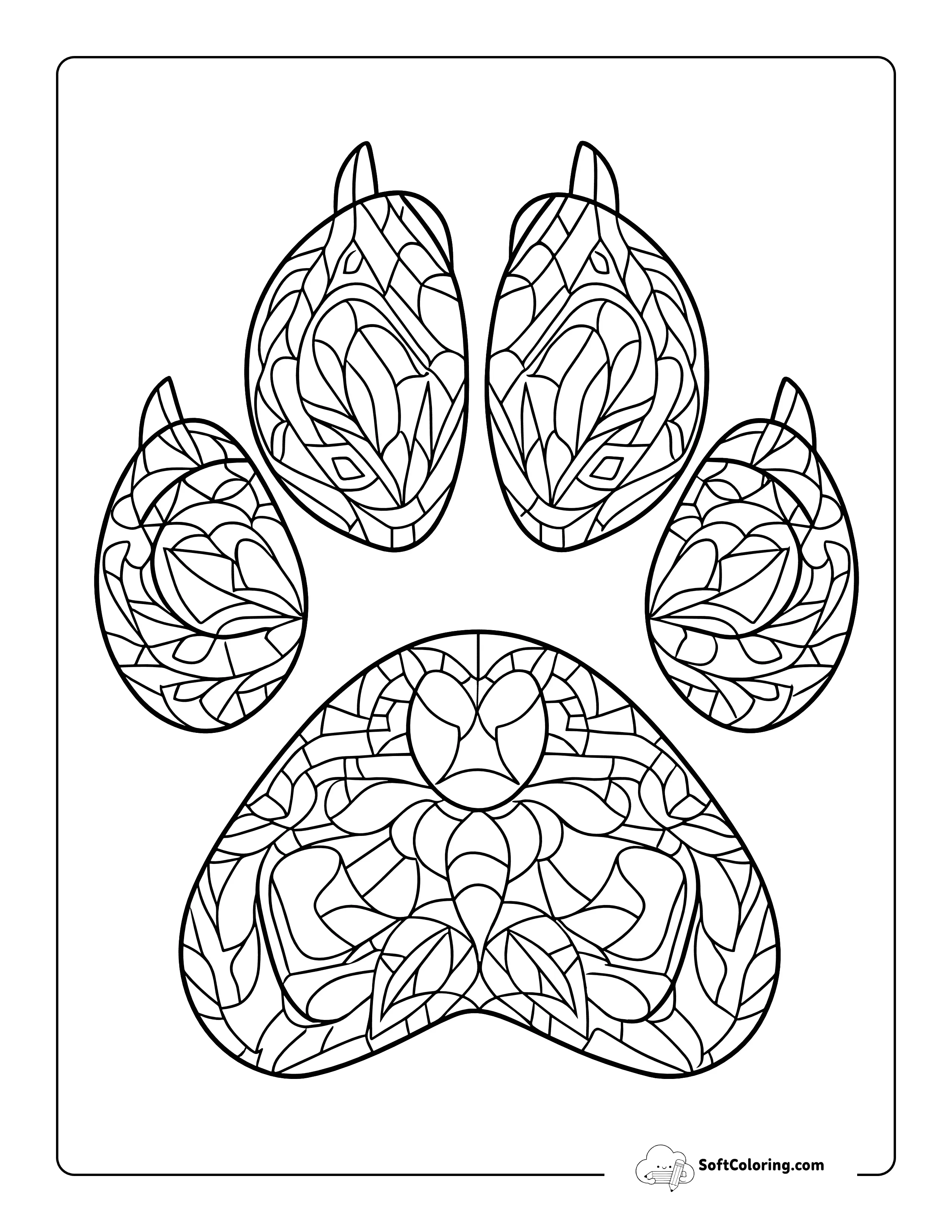 Cat Paw Mandala Coloring Sheet