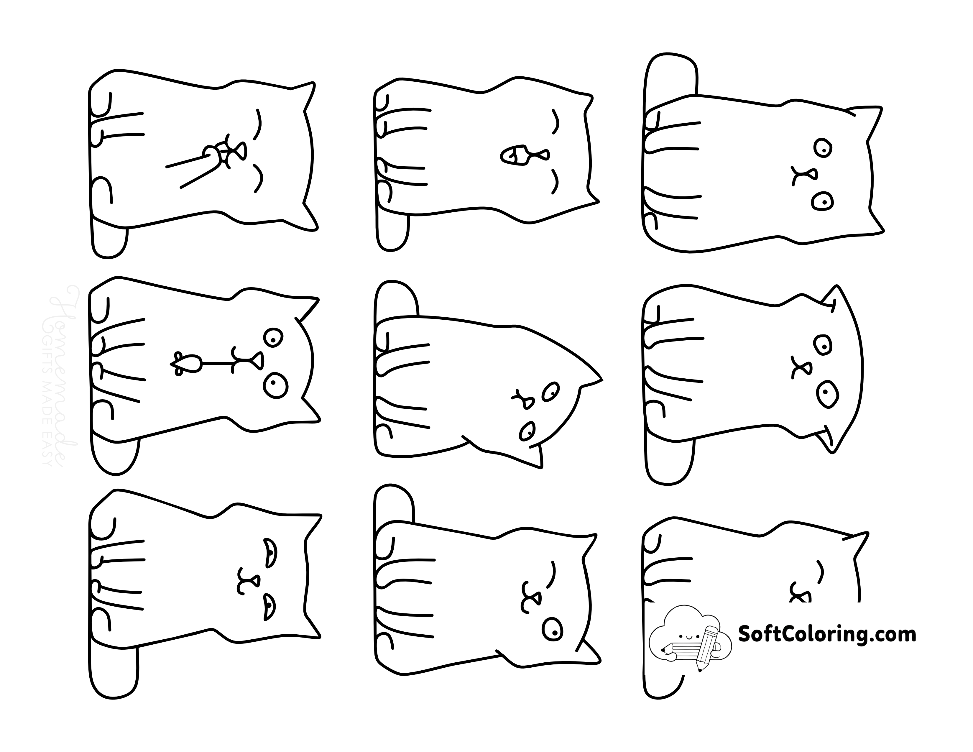 Funny Cats Cute Preppy Coloring Page