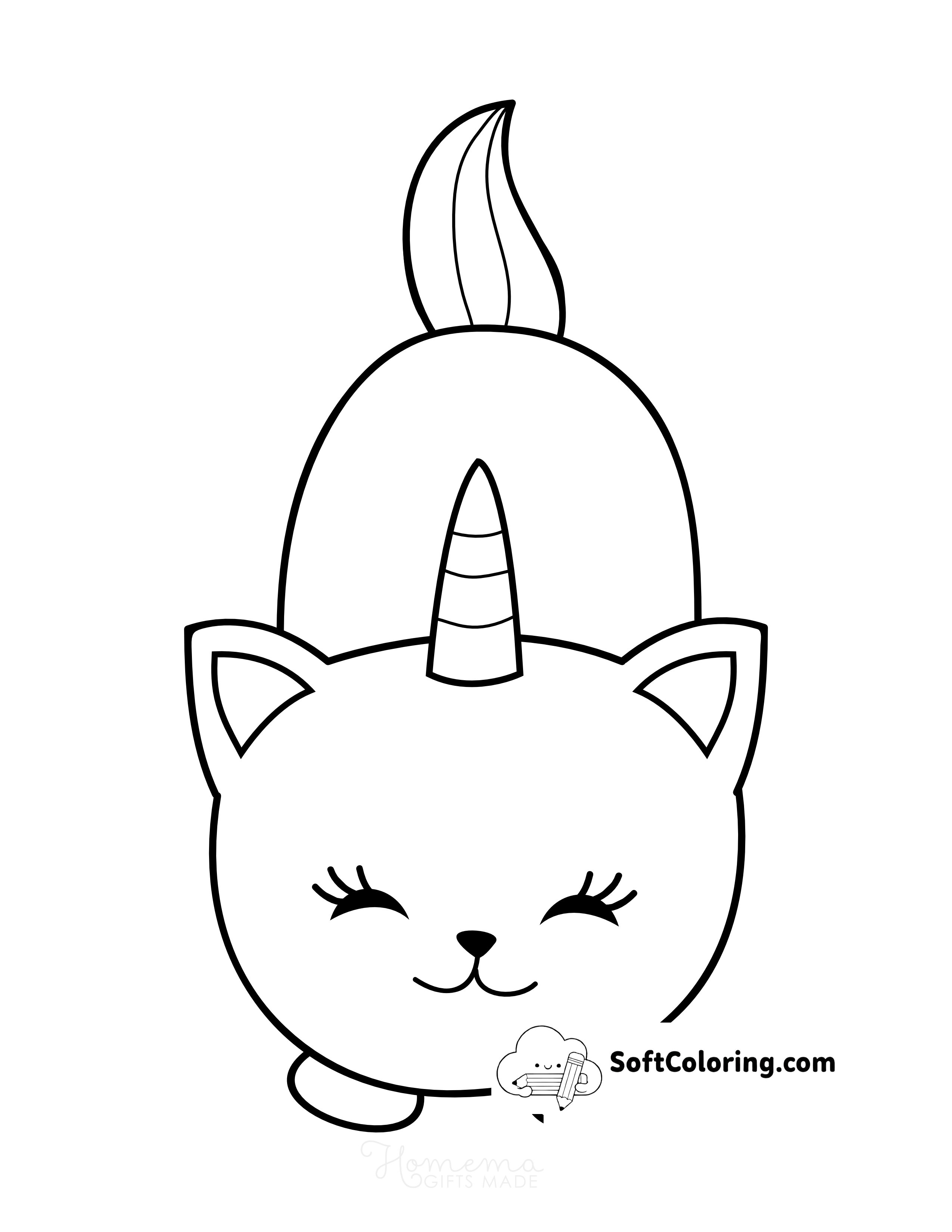 Kawaii Caticorn Coloring Sheet