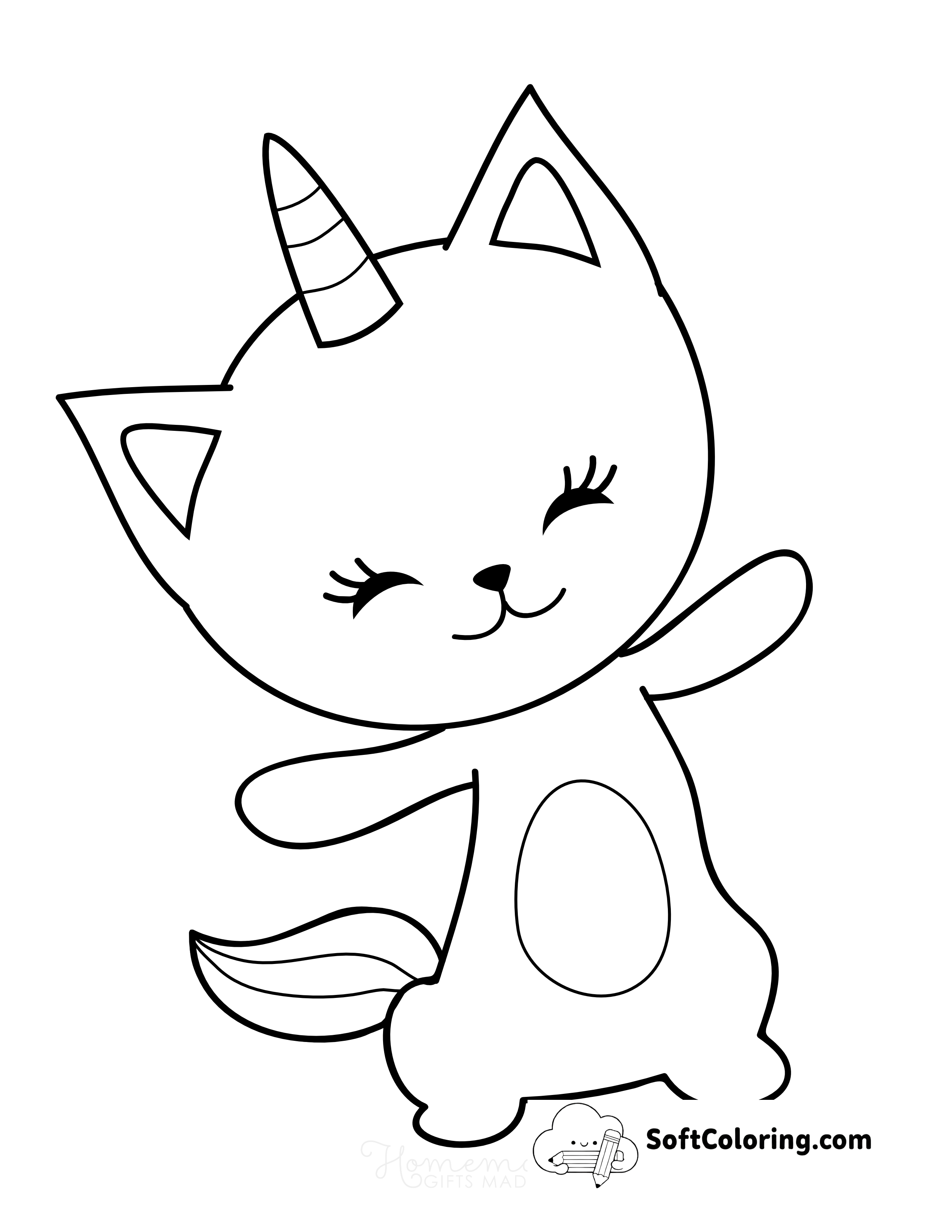 Cute Caticorn Coloring Page