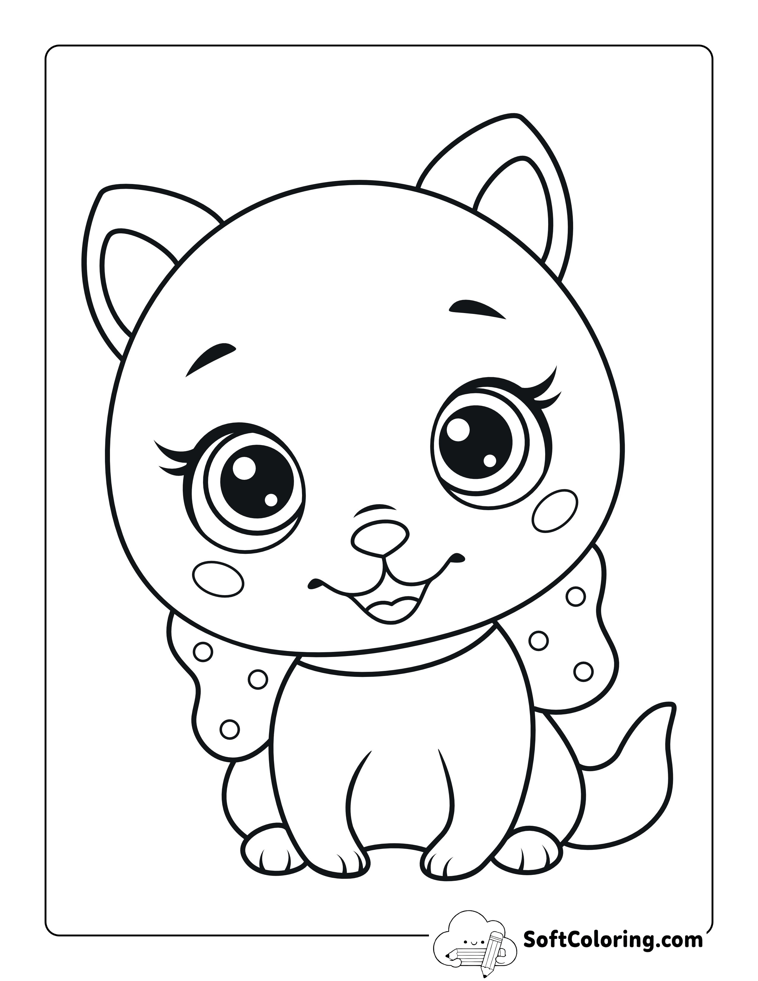 Cute Cat Coloring Page for Kids