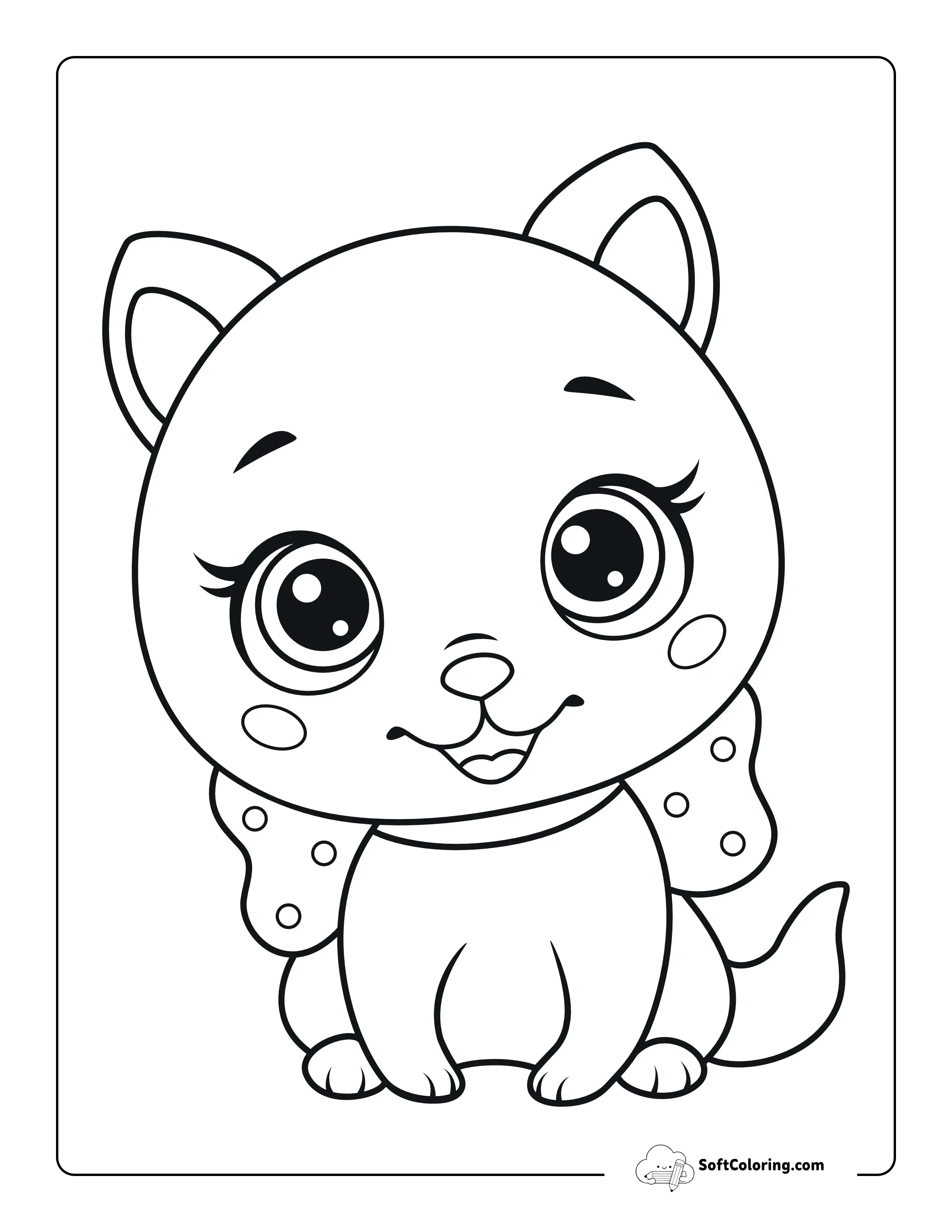 Cute Cat Coloring Page For Little Kids