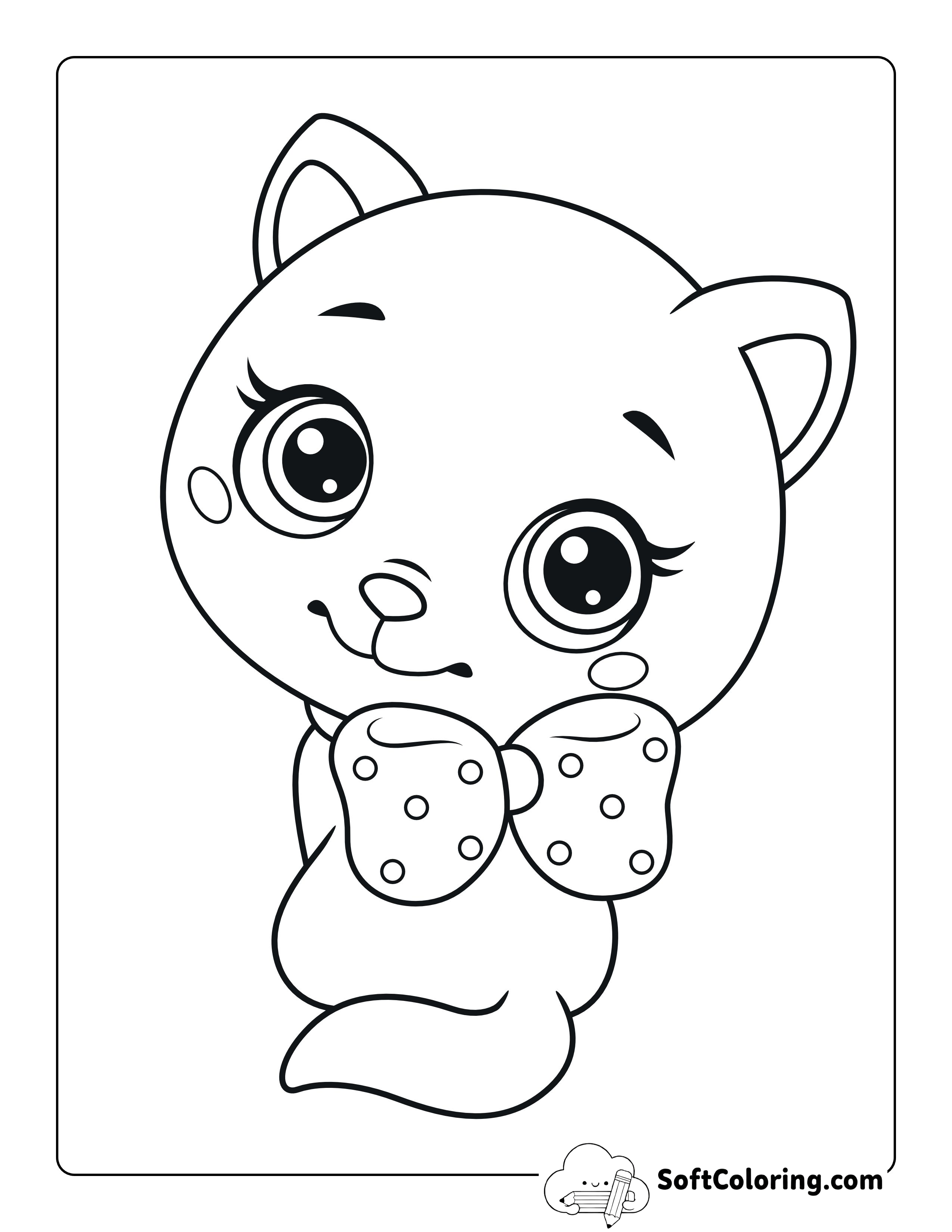 Cute Cat Coloring Page for Kids