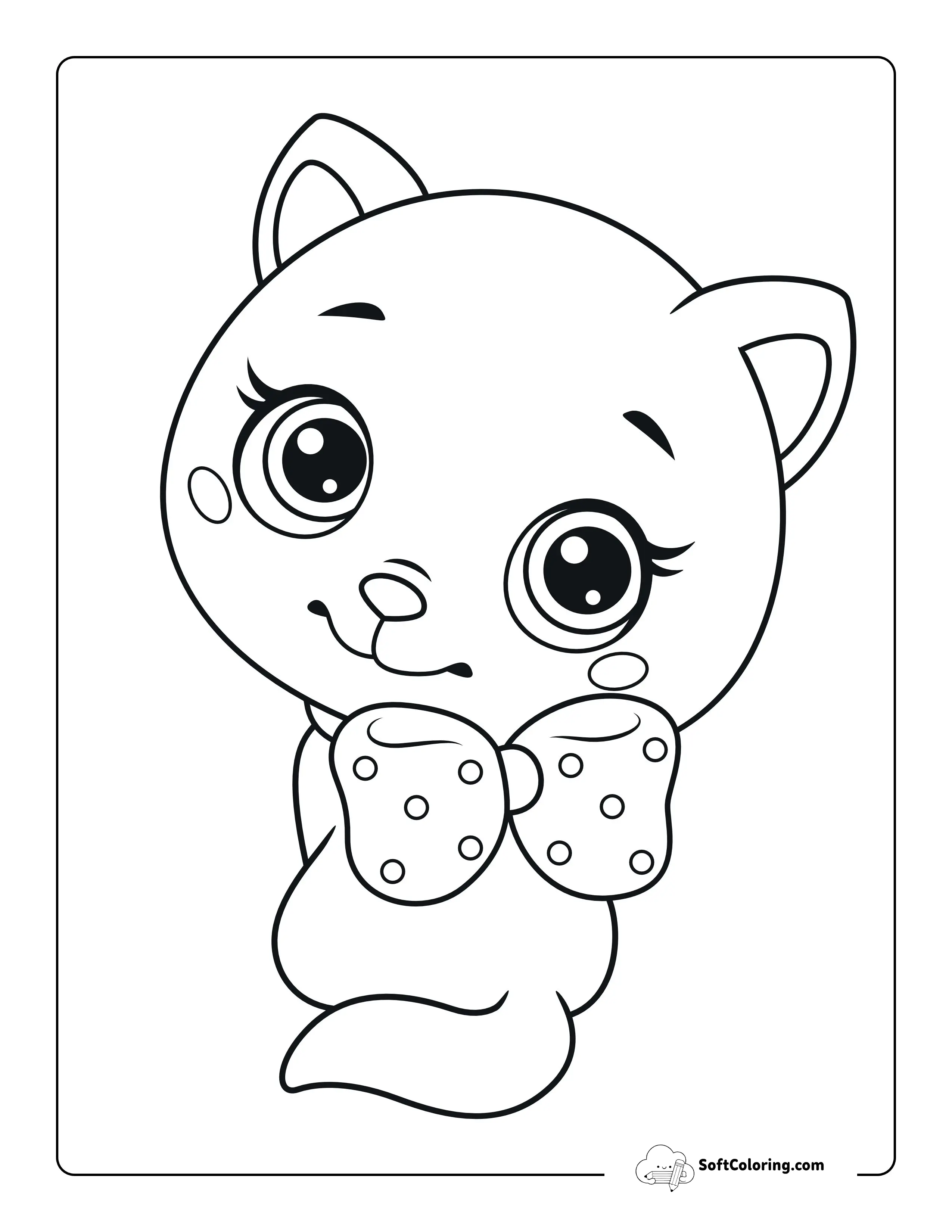 Cute Cat Coloring Page For Kids