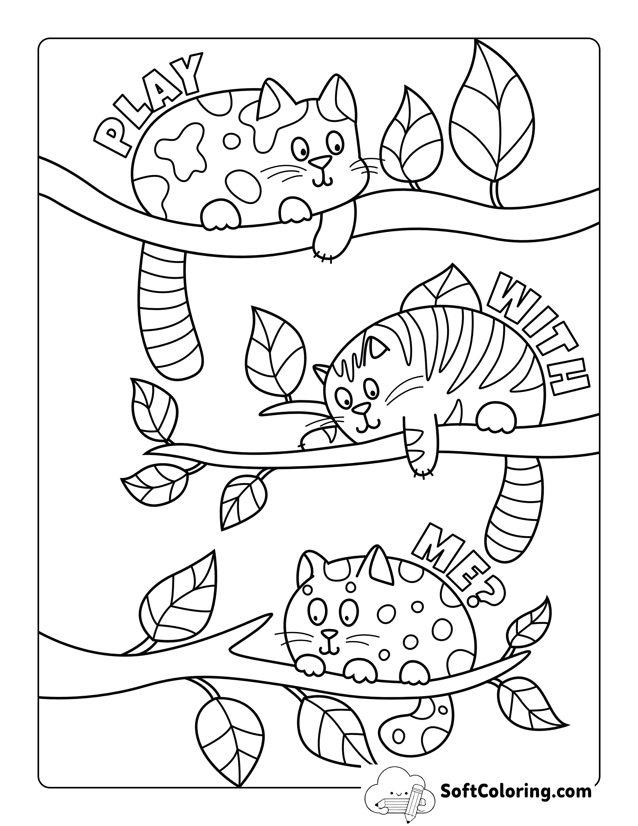 Funny Cat Doodle to Color