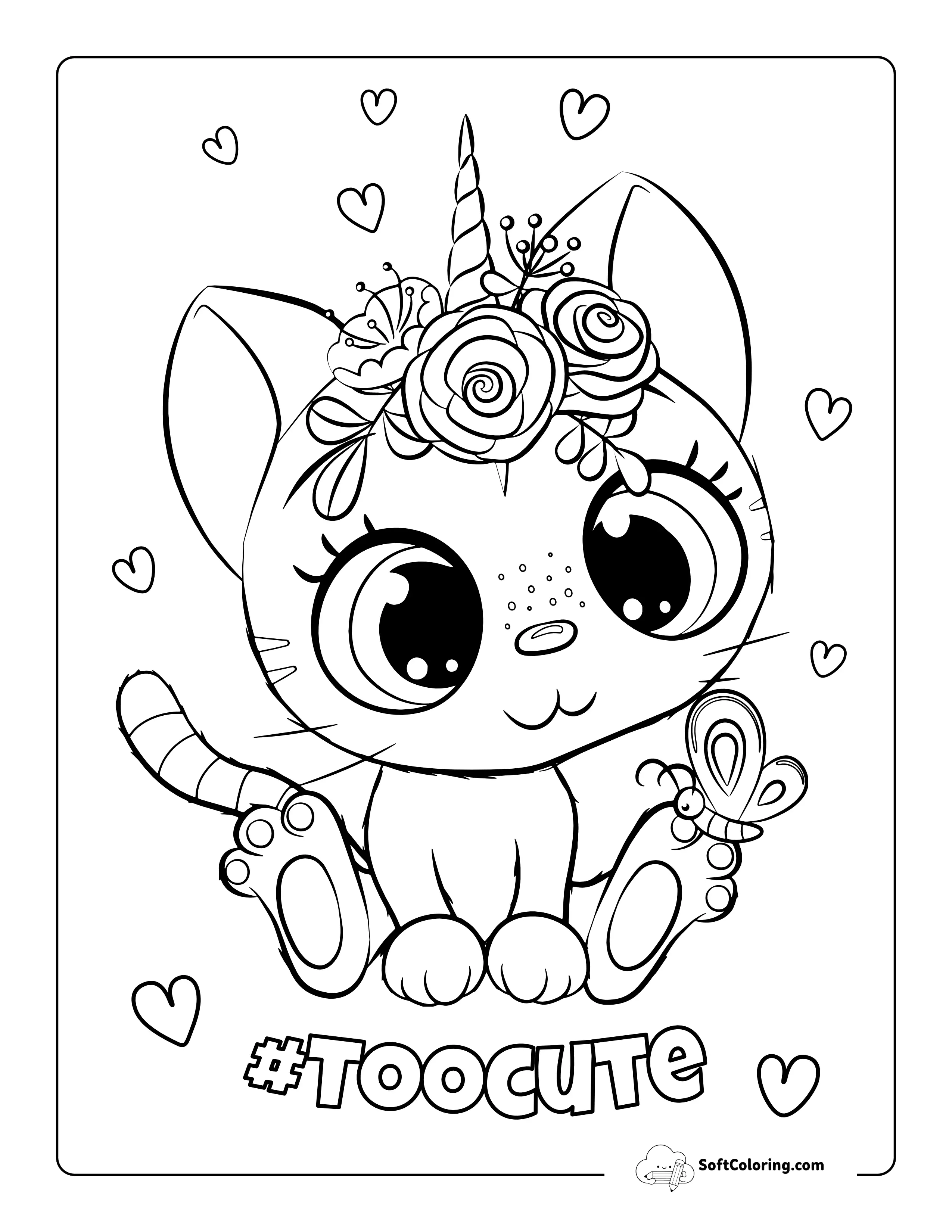 Kawaii Caticorn Coloring Sheet