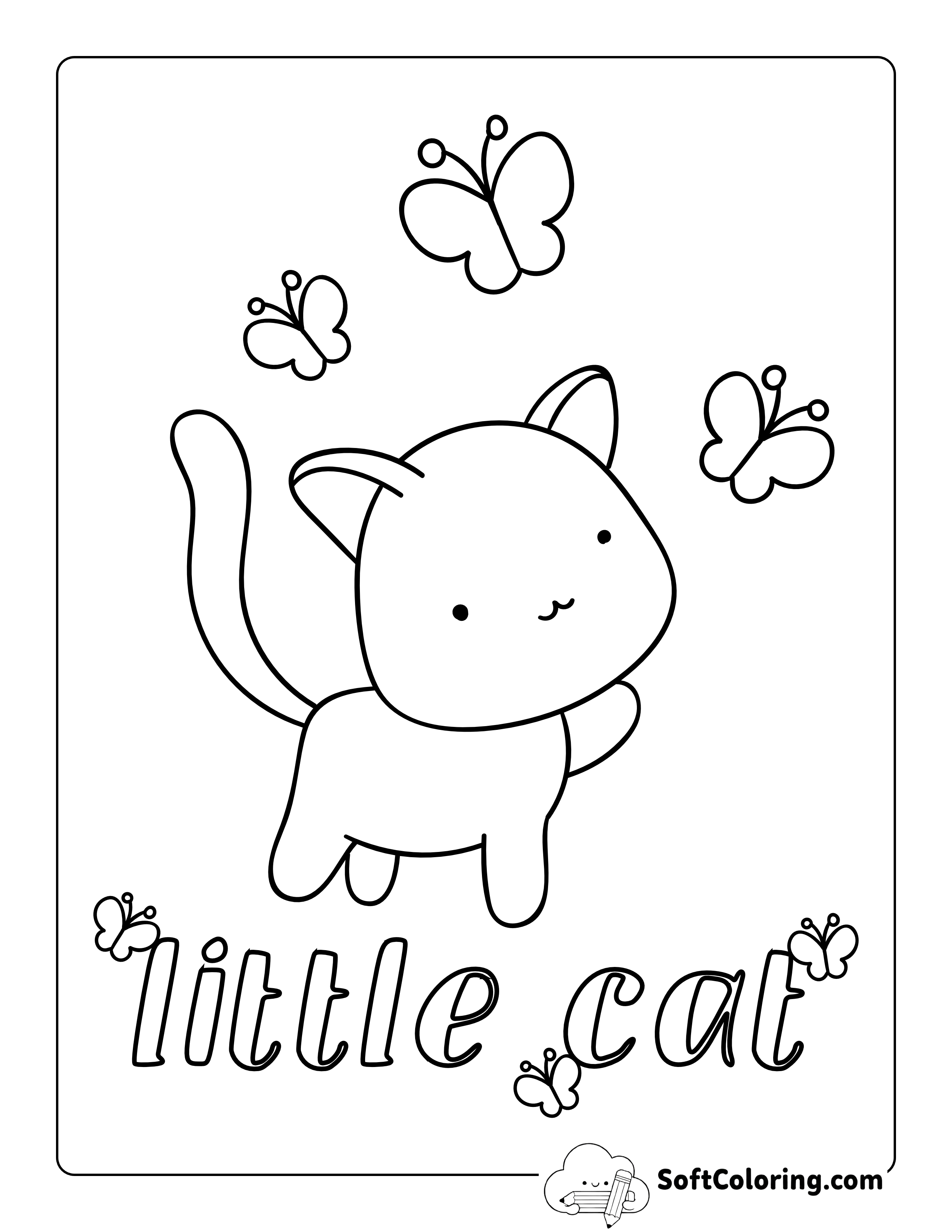 Little Cat Coloring Page for Preschoolers