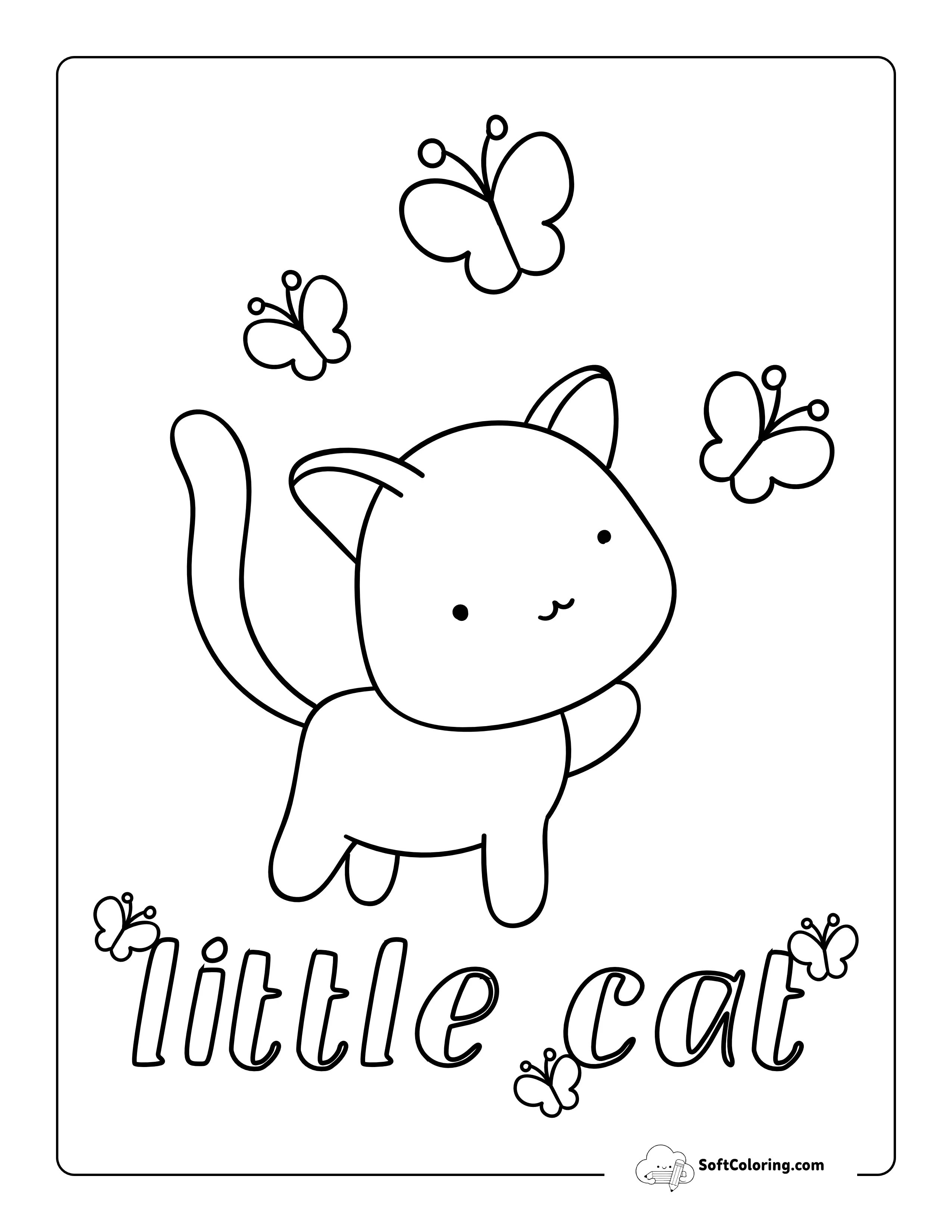 Little Cat Coloring Page For Preschoolers