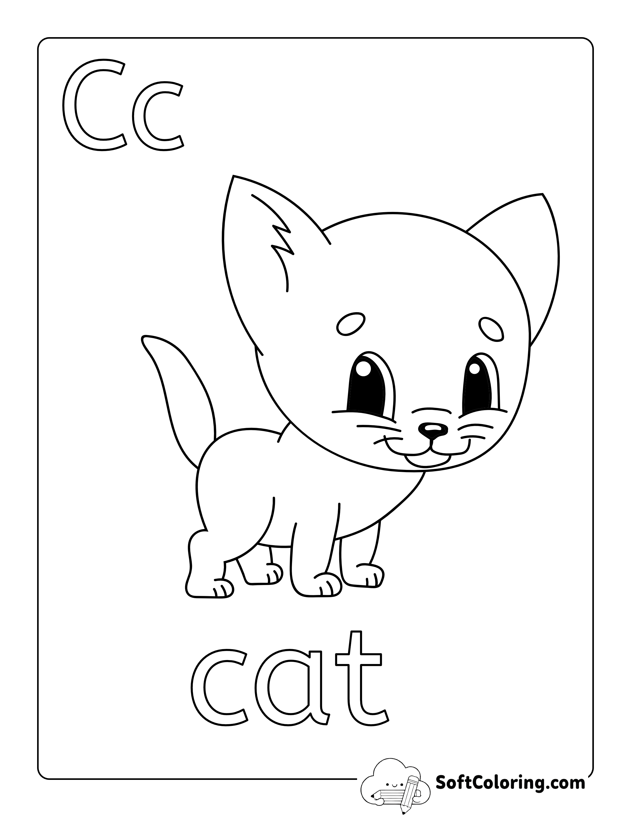 C-A-T Coloring Page for Preschoolers