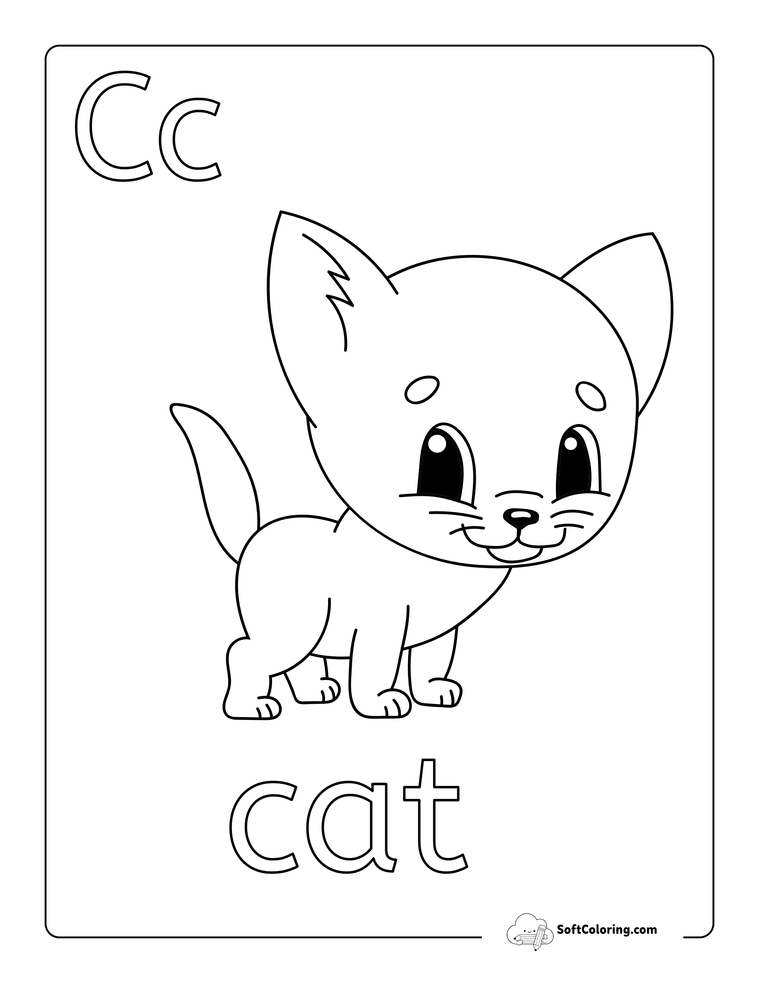C-A-T Coloring Page For Preschoolers