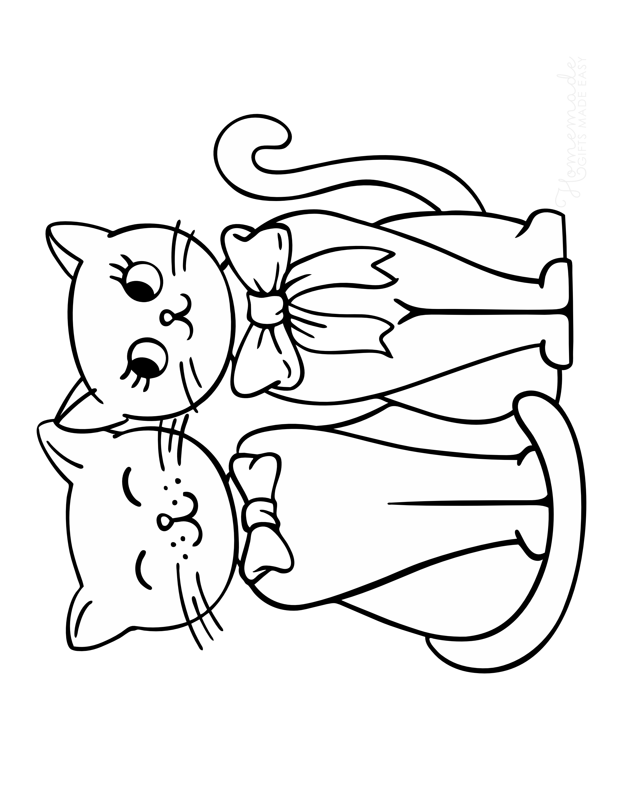Pair of Cute Cats Coloring Page