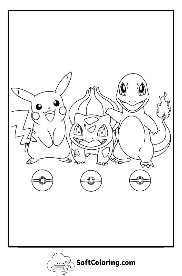 Pokemon Characters Coloring Page
