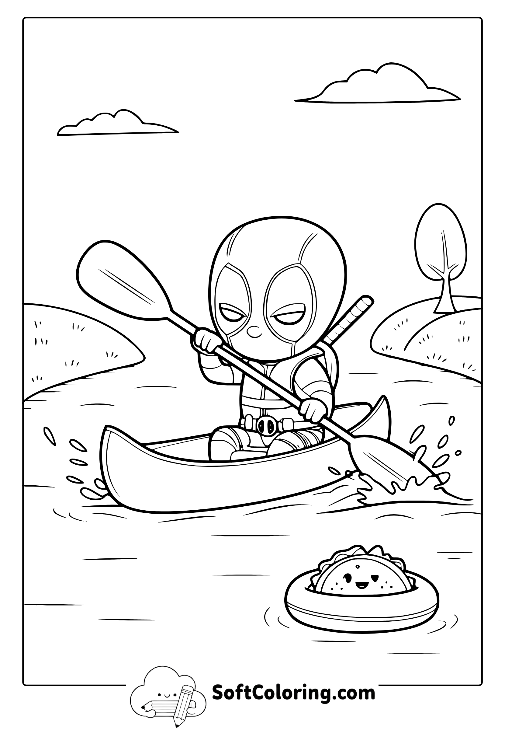 chibi deadpool coloring page