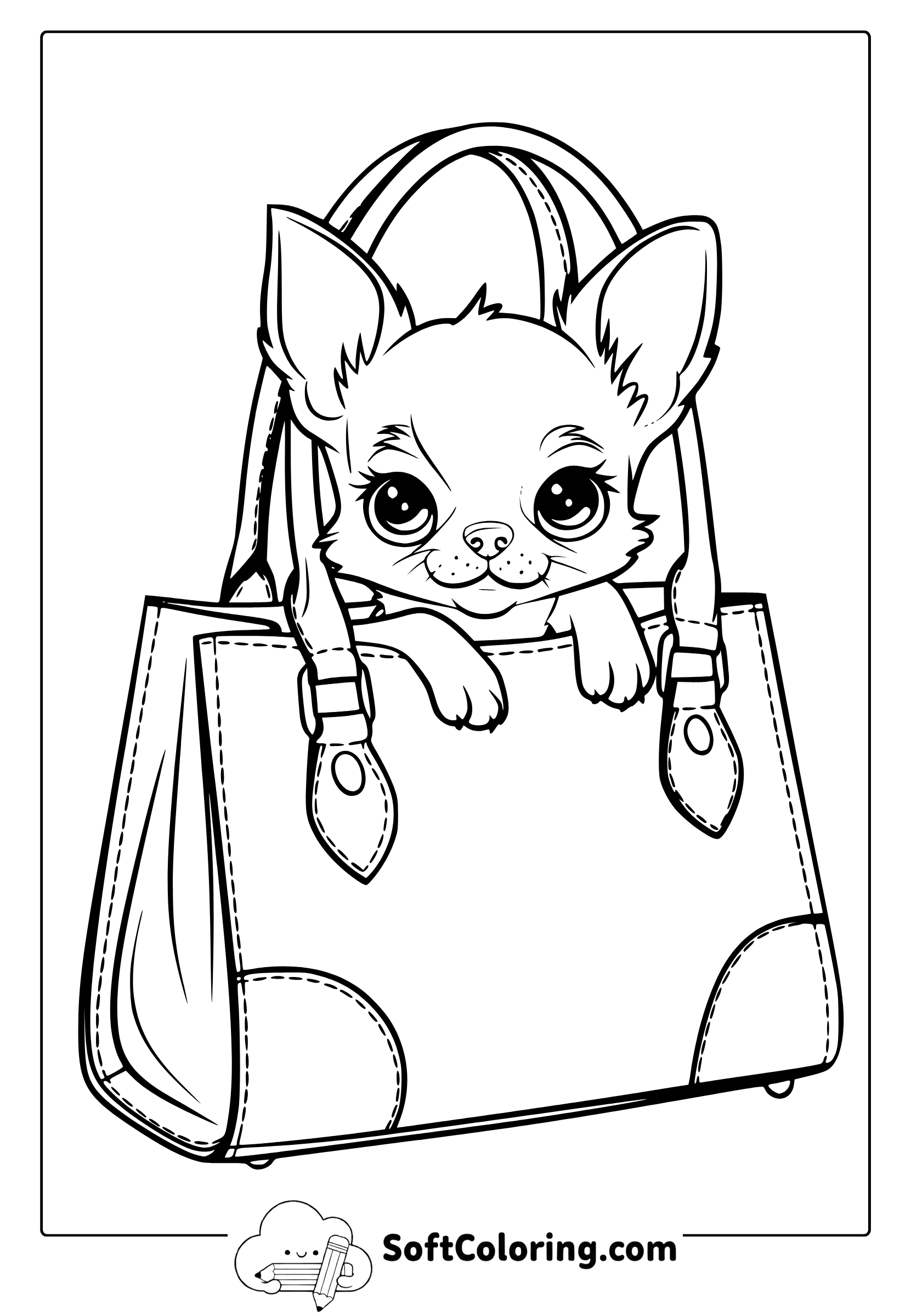 Chihuahua Puppy In A Handbag Coloring Page