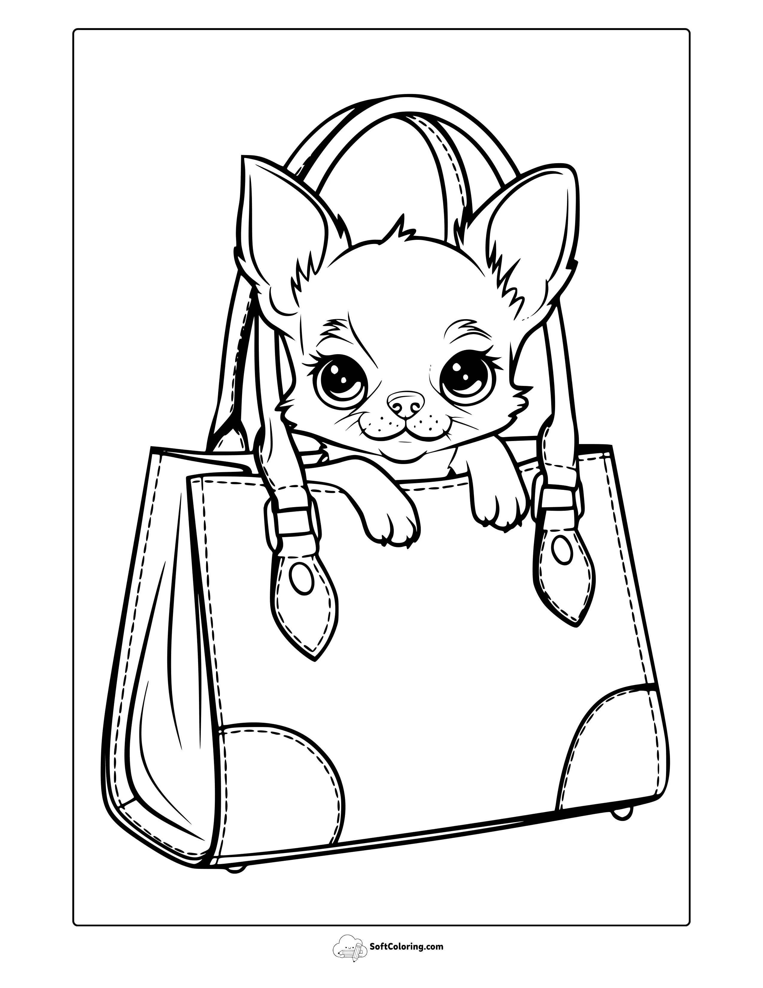 Chihuahua Puppy In A Handbag Coloring Page