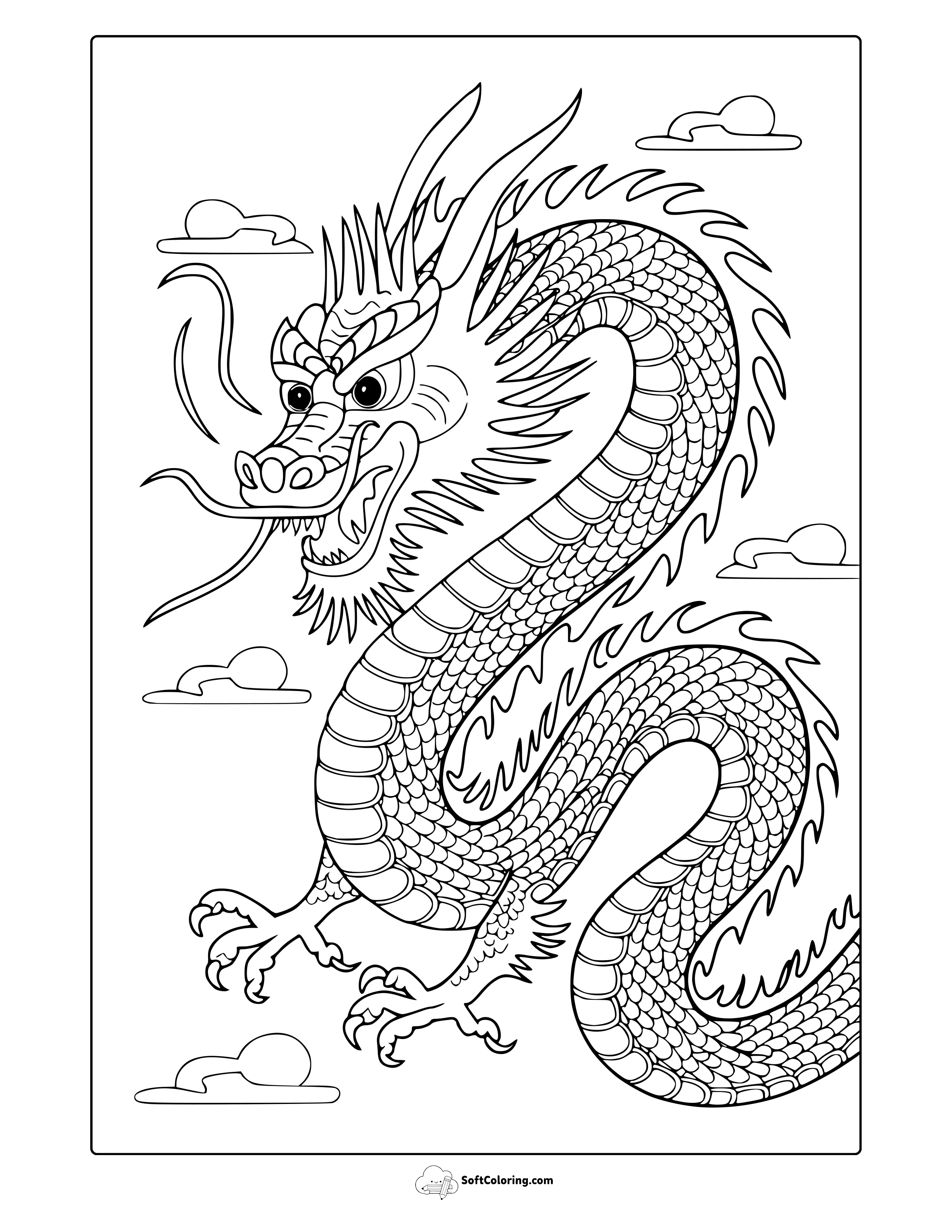 Chinese Year Of The Dragon Coloring Page