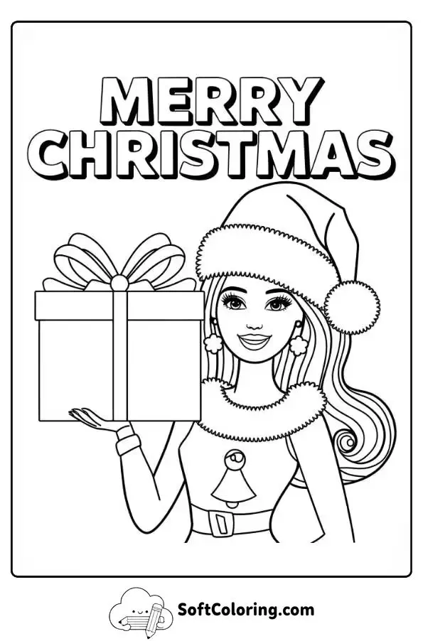 Christmas Barbie Coloring Page