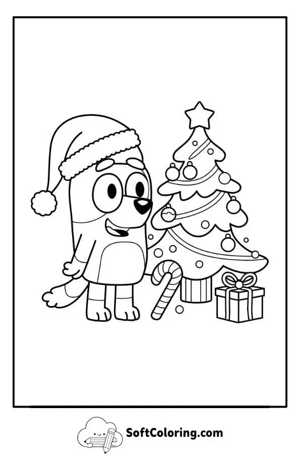 Bluey Christmas Coloring Page