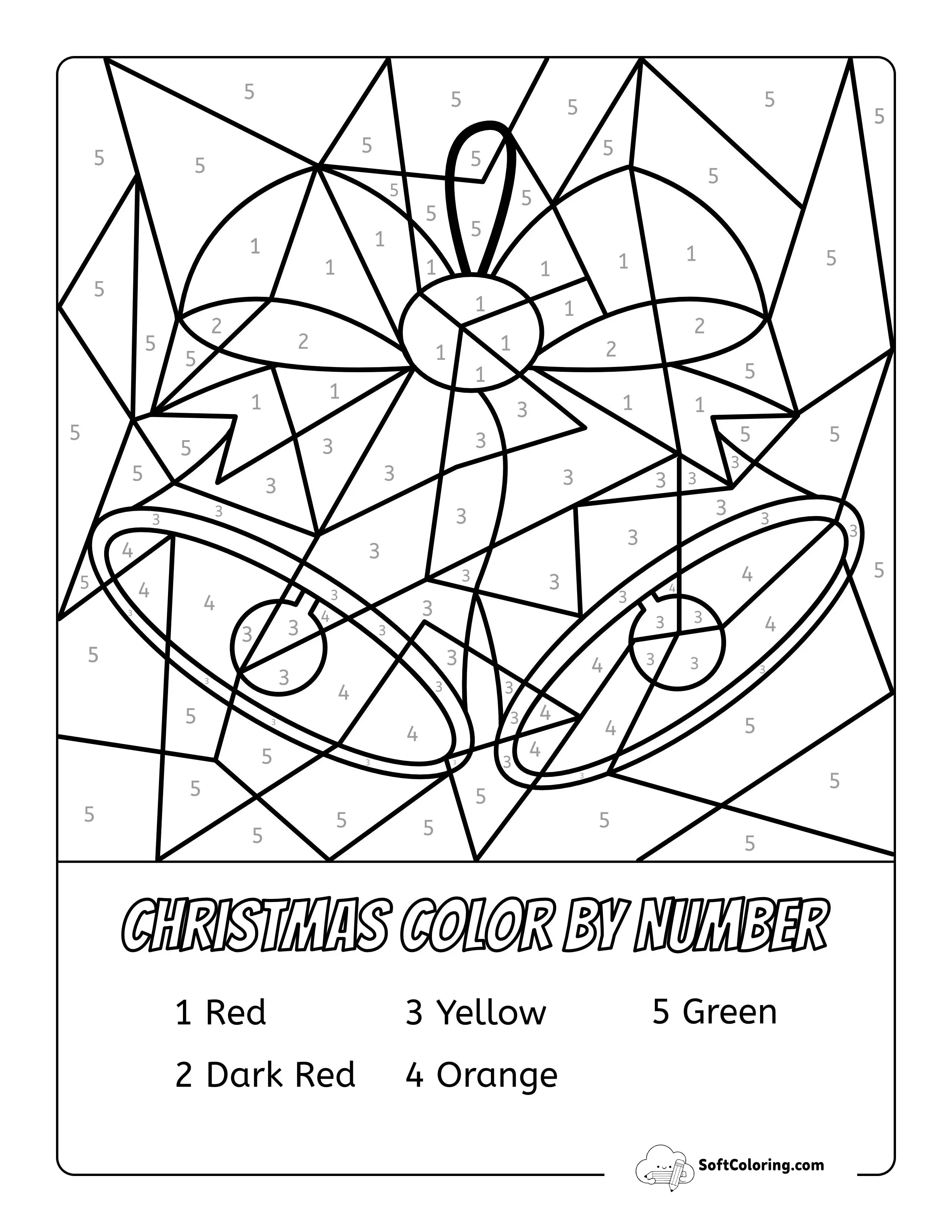 Free Printable Christmas Bells Color By Number