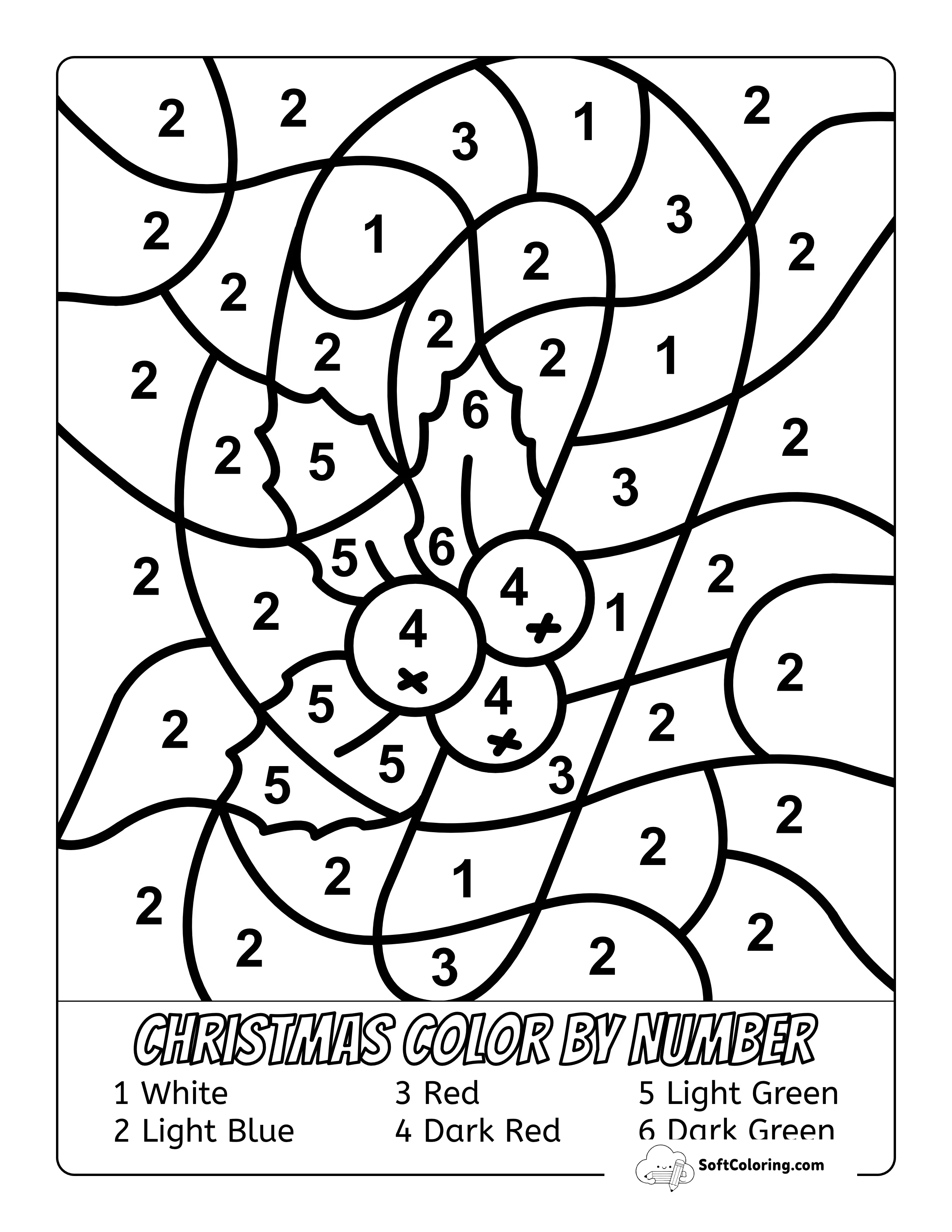 Easy Candy Cane Christmas Color By Number For Kids