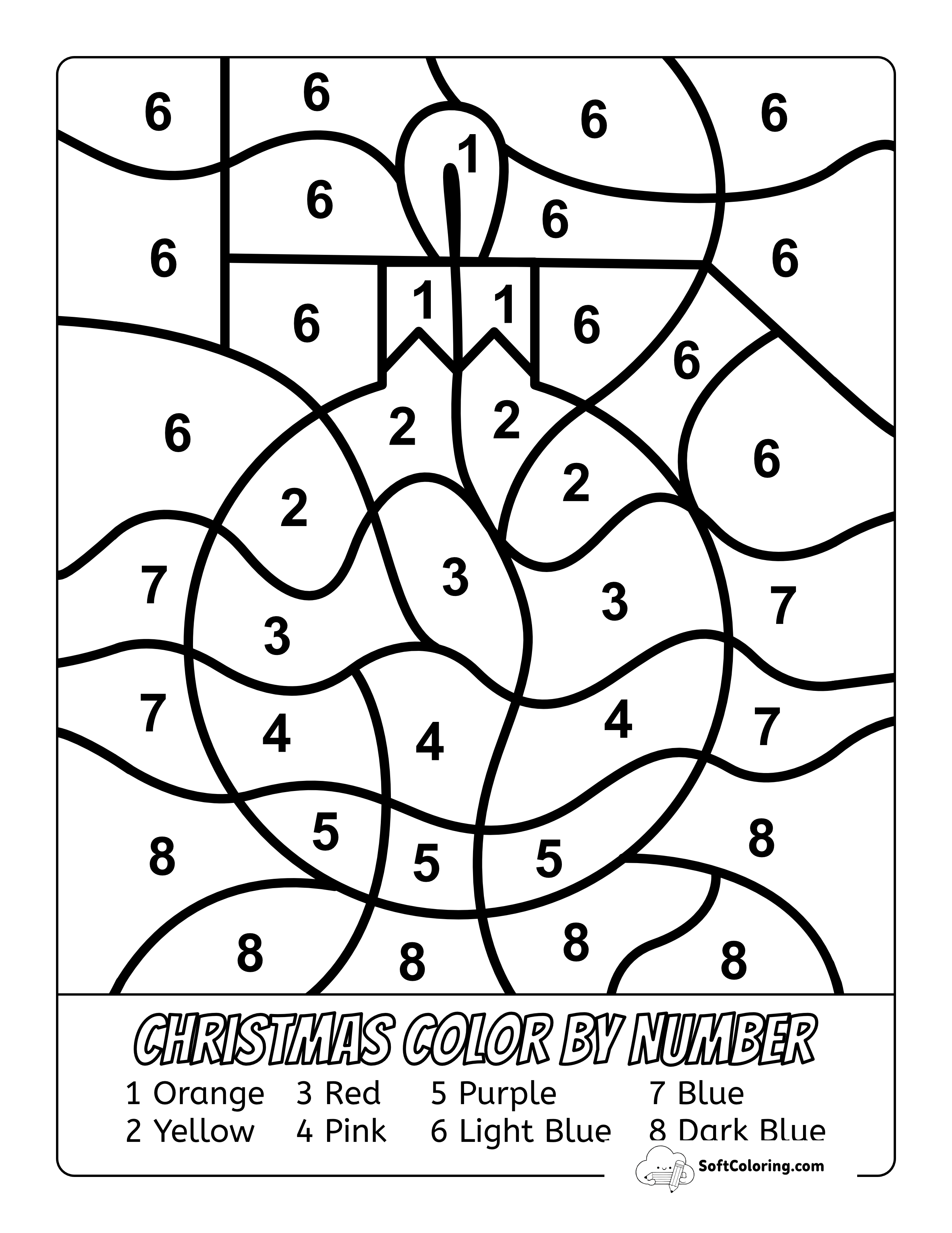 Easy Christmas Ornament Color By Number Printable