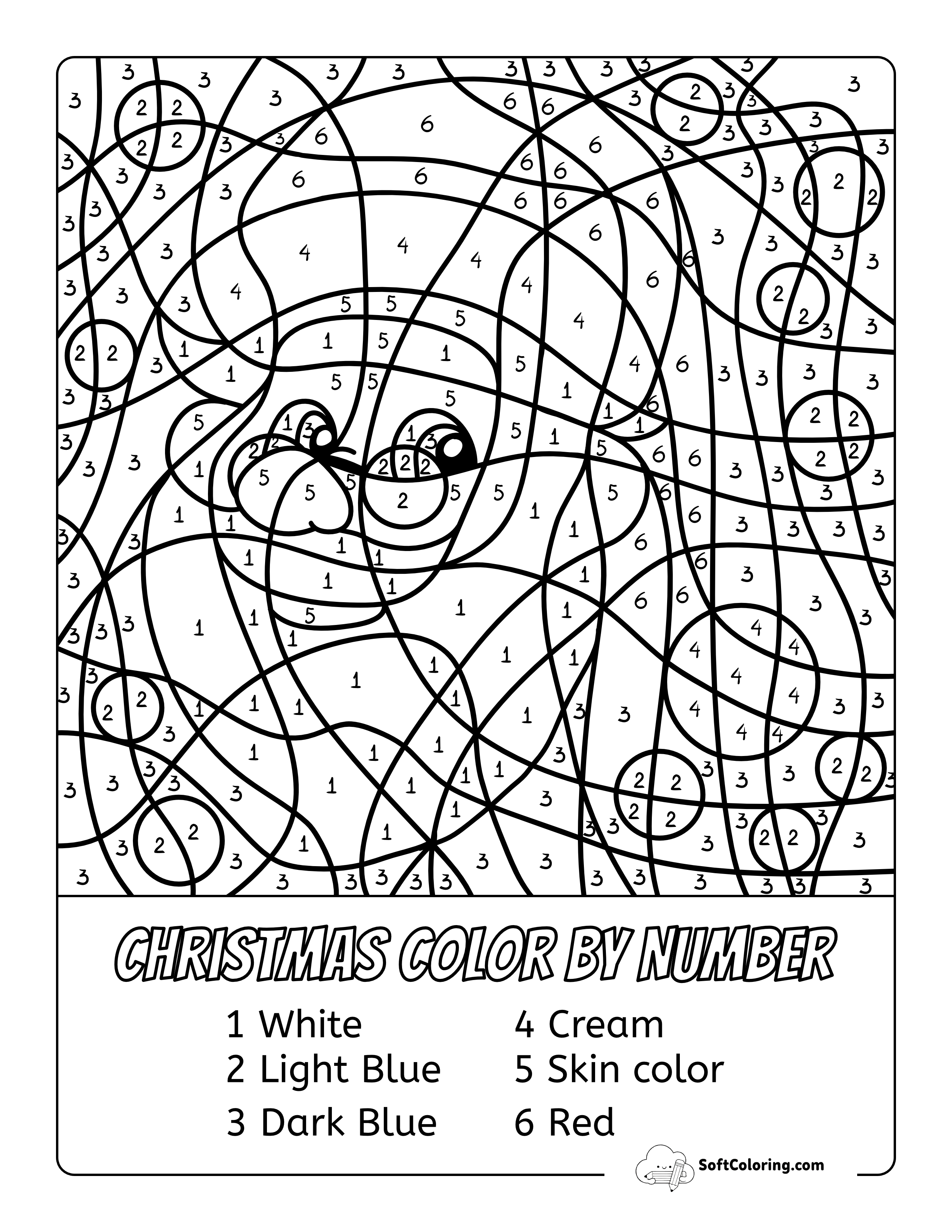 Santa Color By Number Christmas Printable