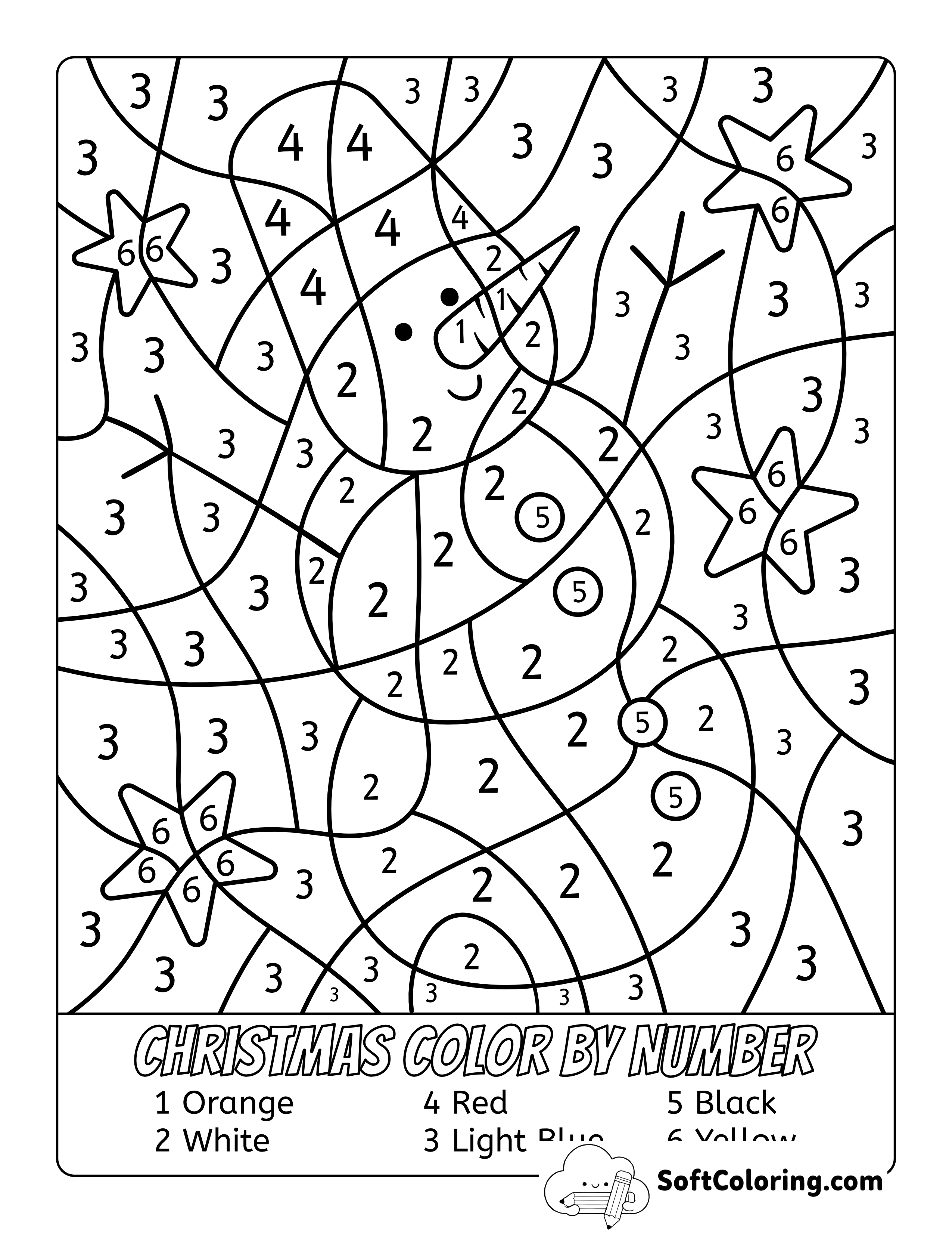 Christmas Snowman Color by Number Printable