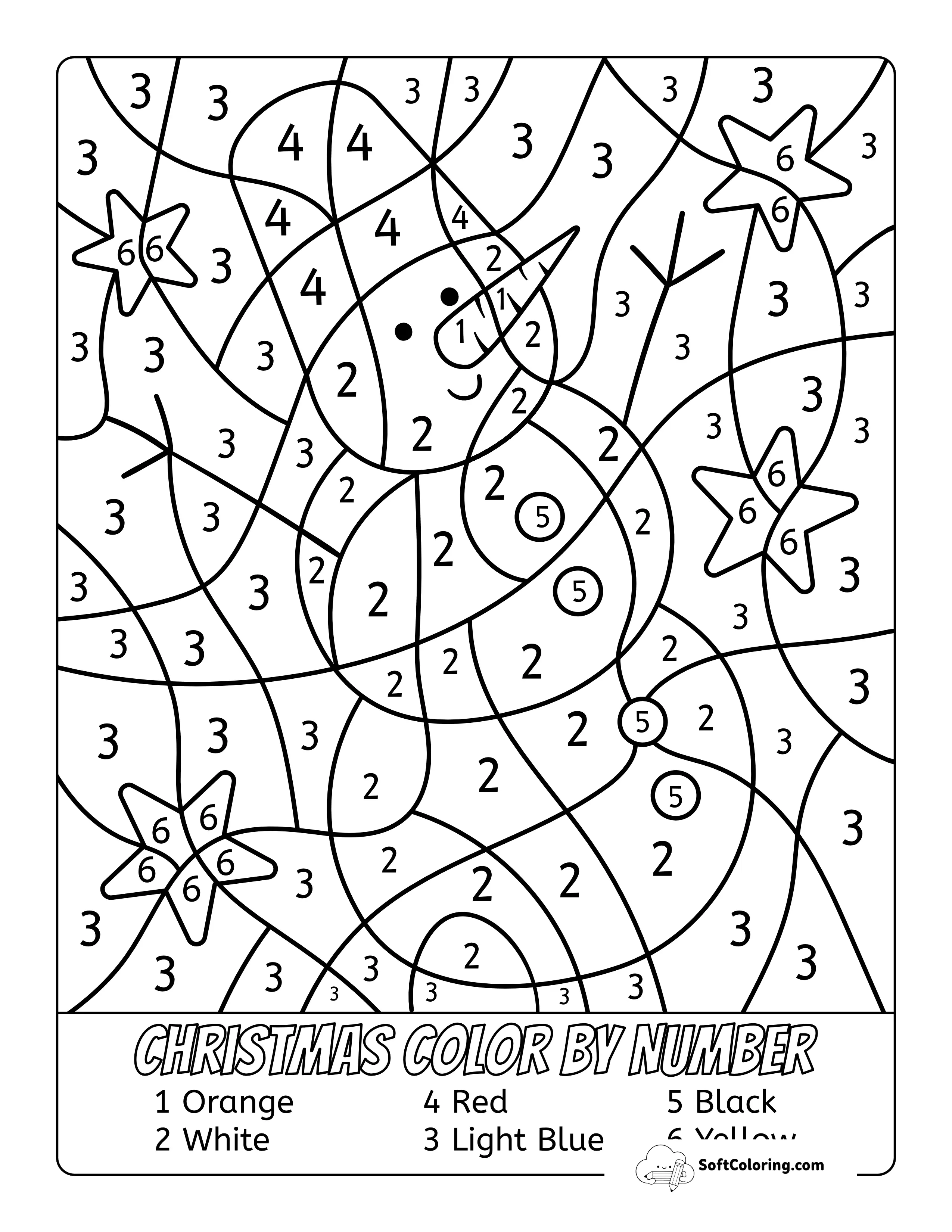 Christmas Snowman Color By Number Printable