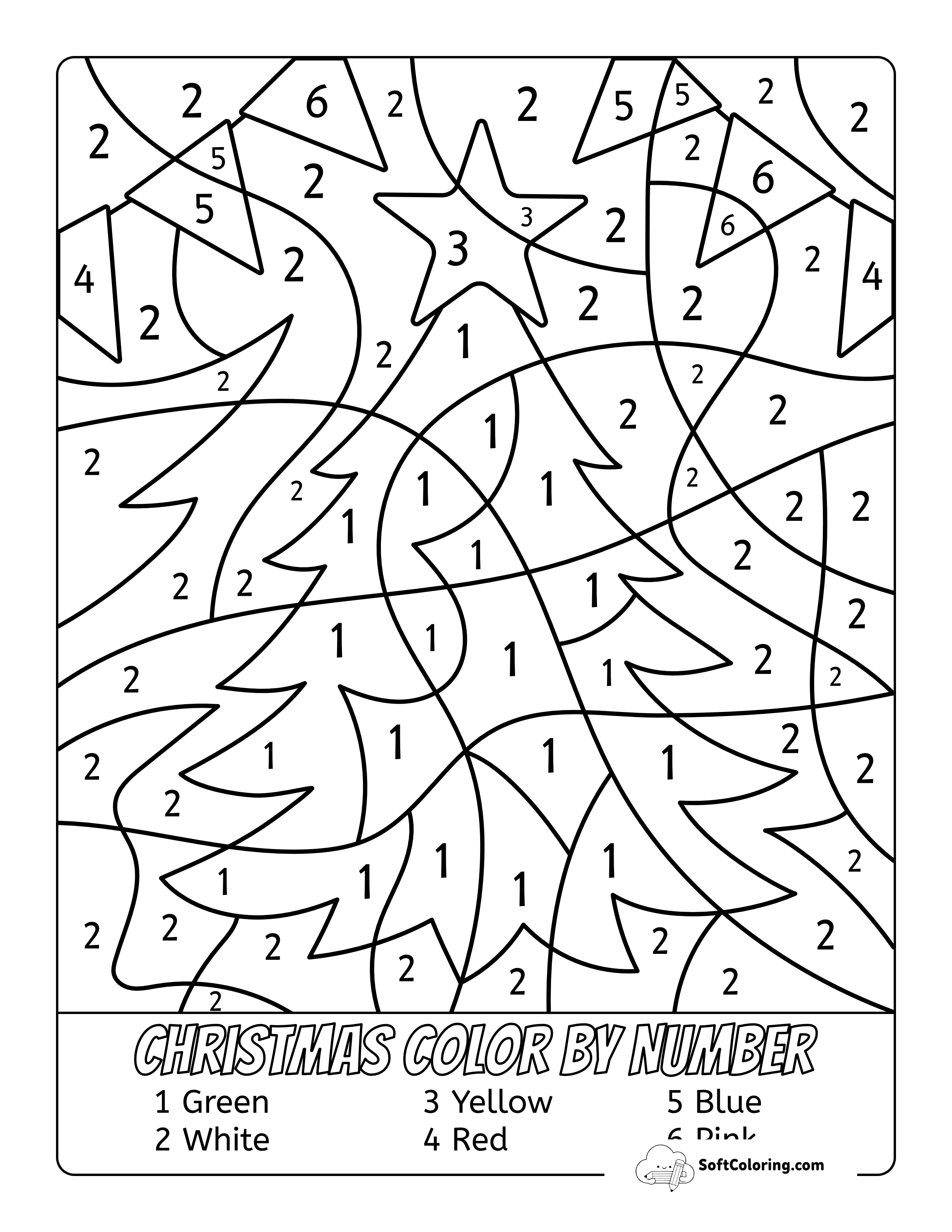 Christmas Tree Color By Number For Kids