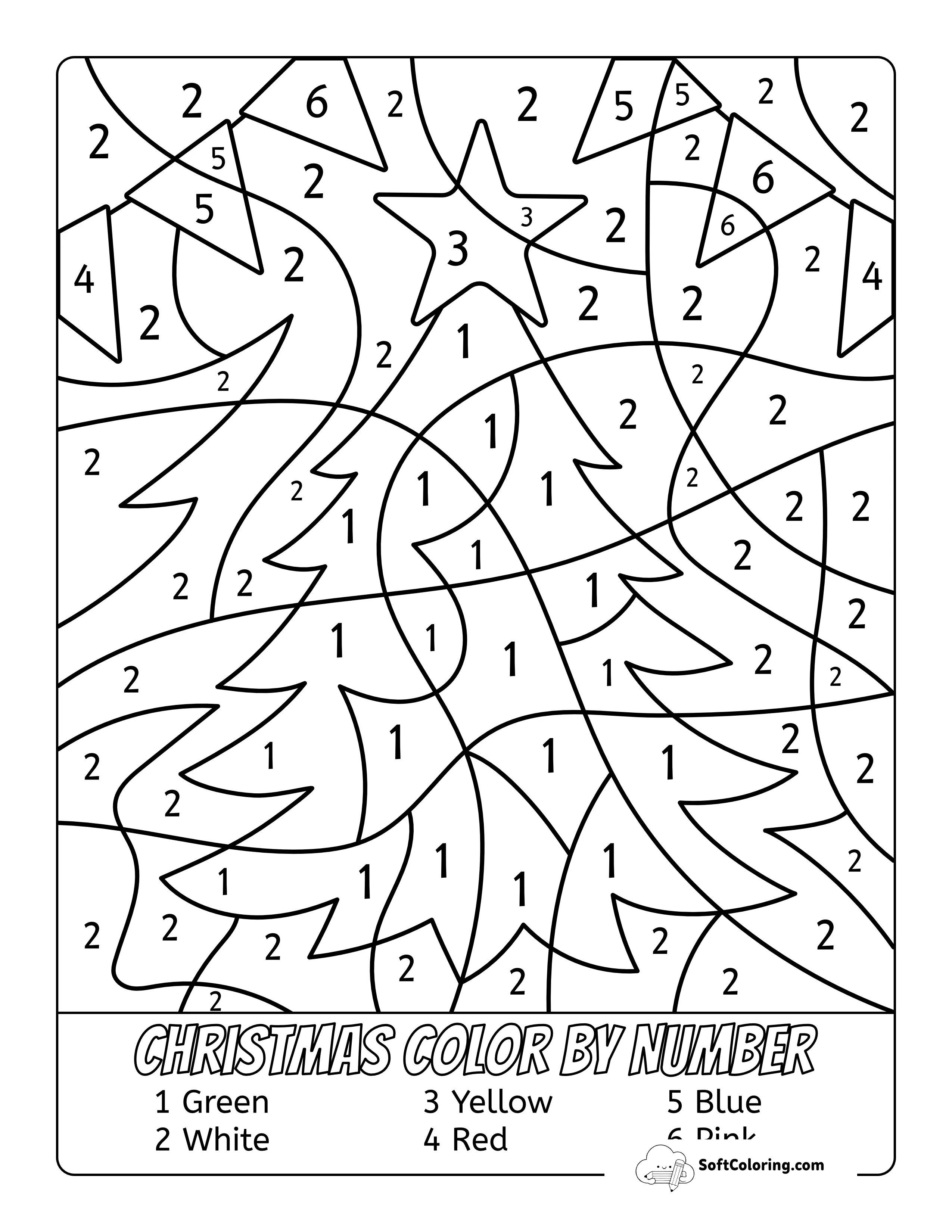 Christmas Tree Color By Number For Kids