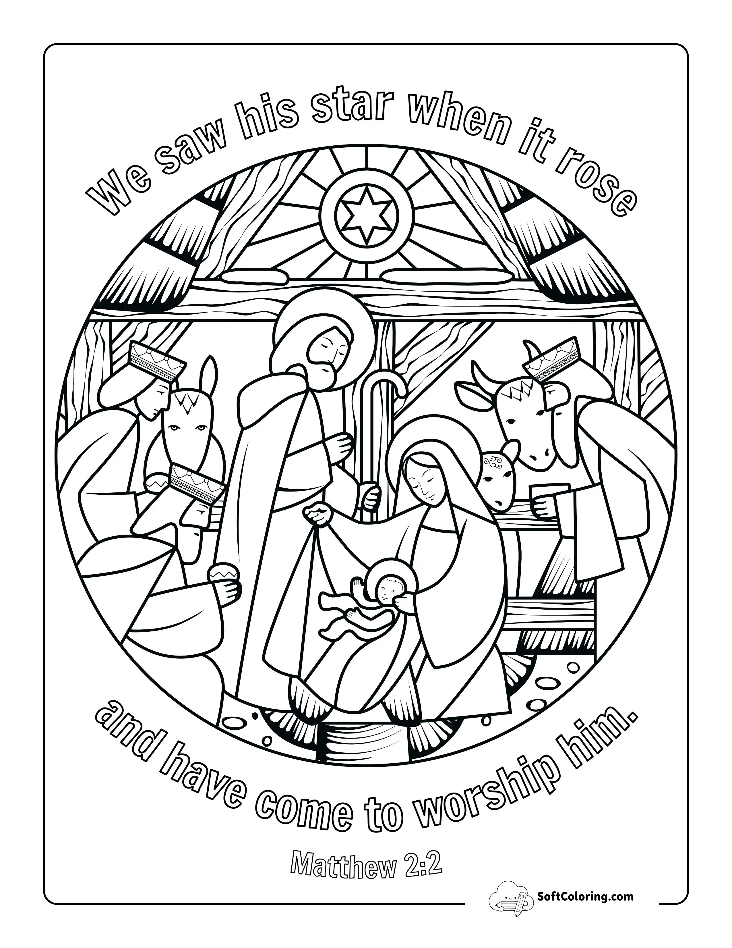 Christmas Nativity Picture To Color