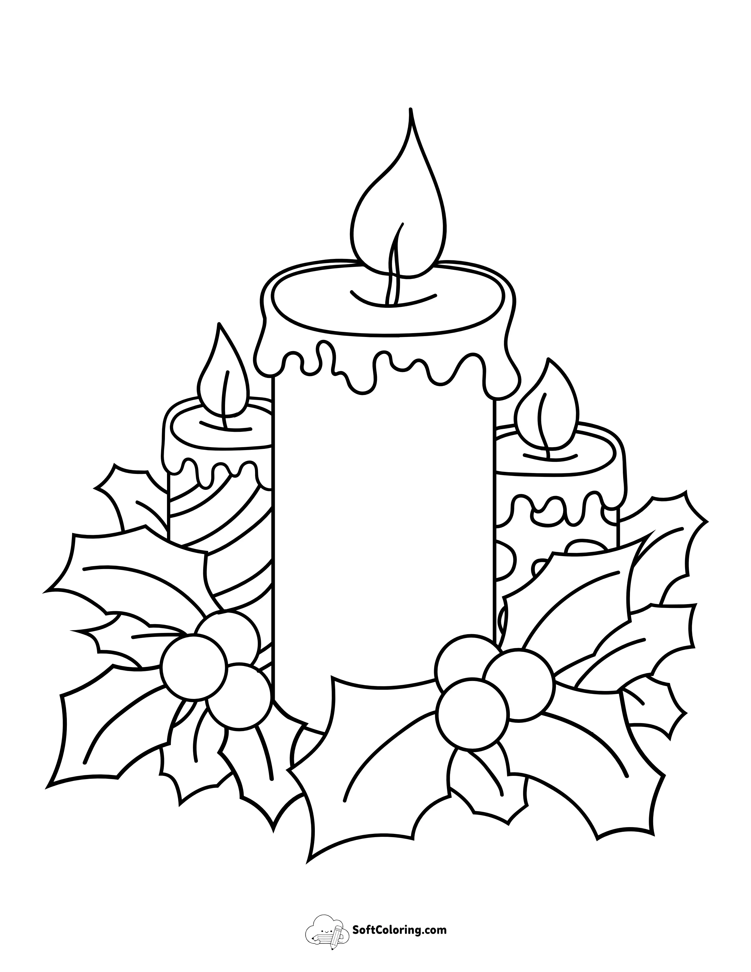 Christmas Candles Coloring Page