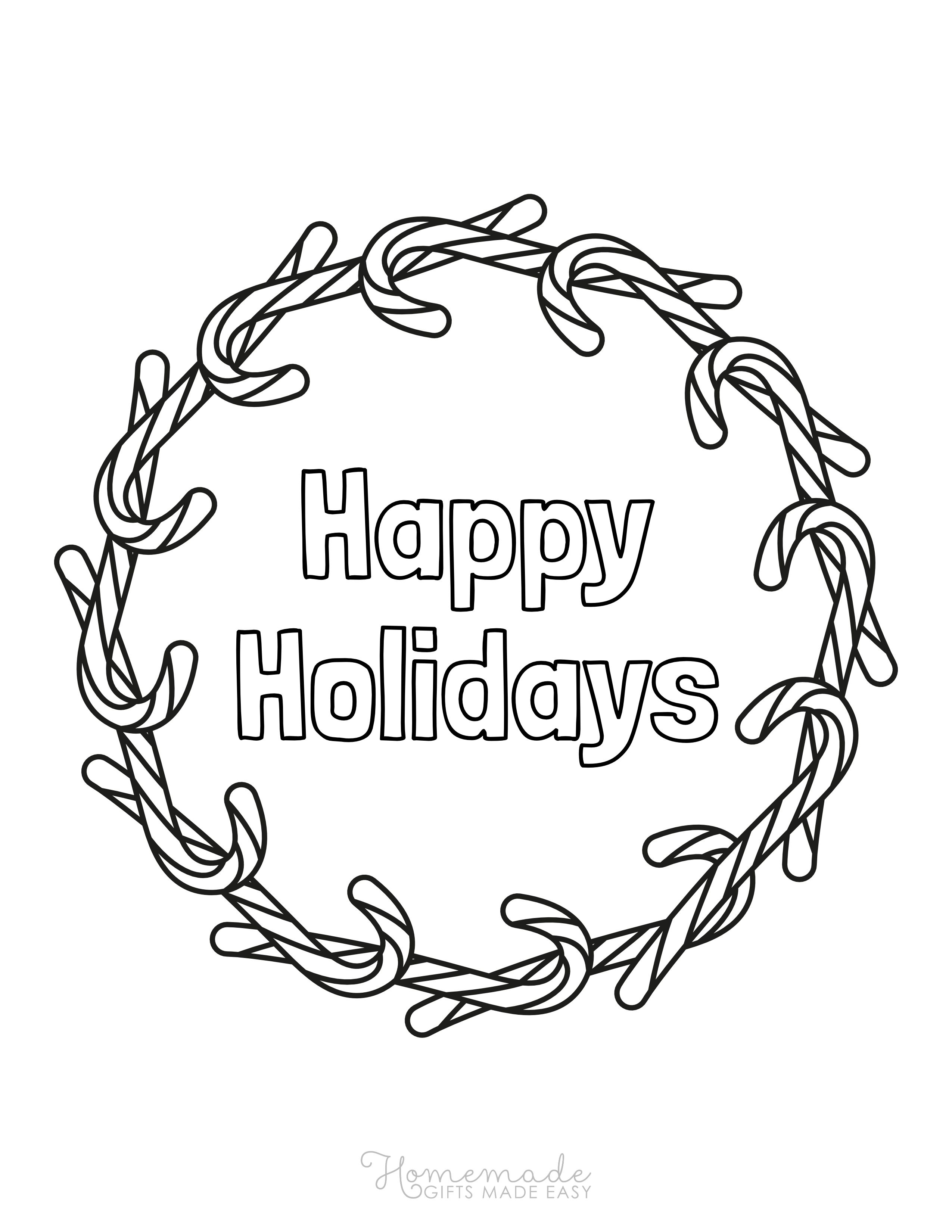 "Happy Holidays" Candy Cane Wreath