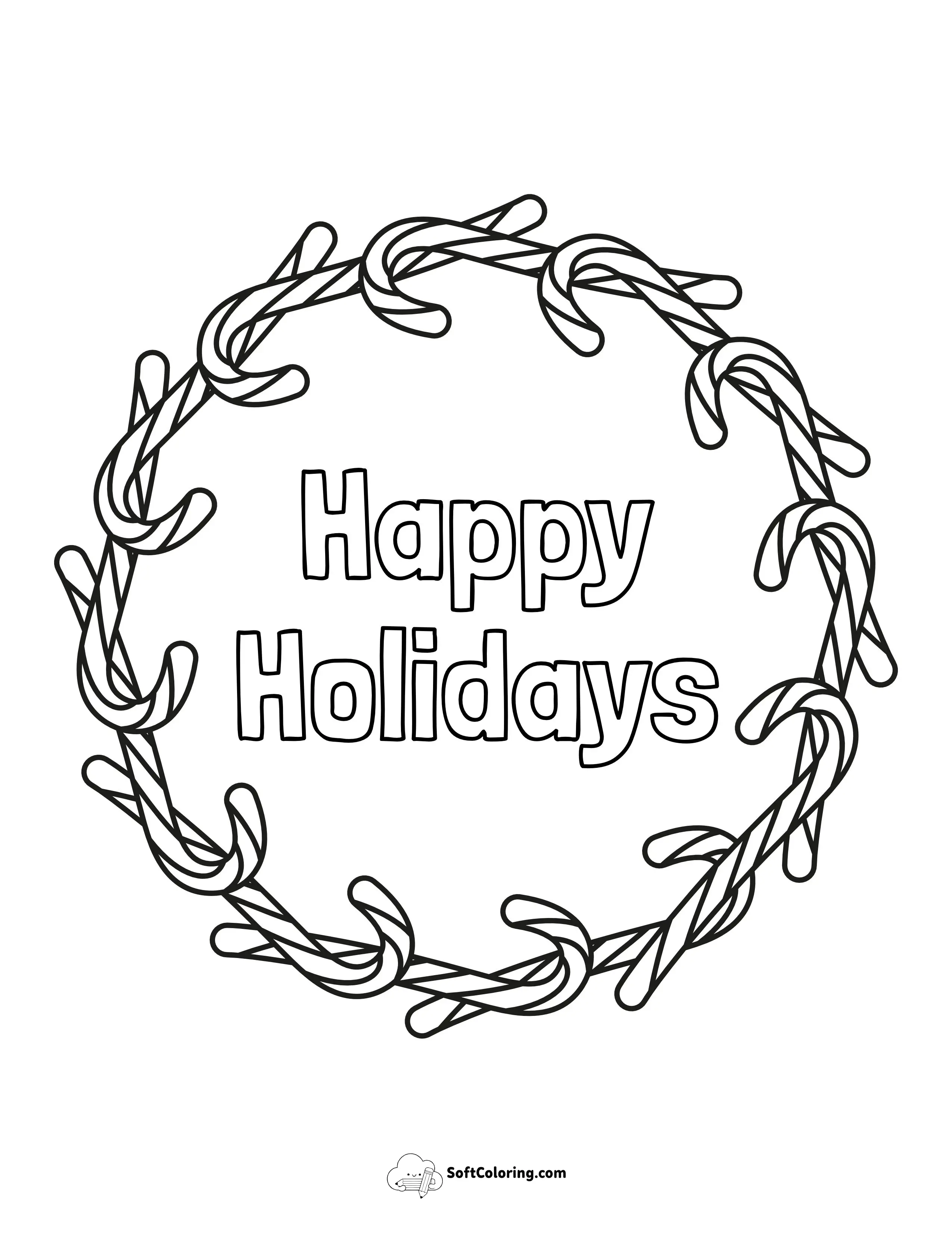 "Happy Holidays" Candy Cane Wreath