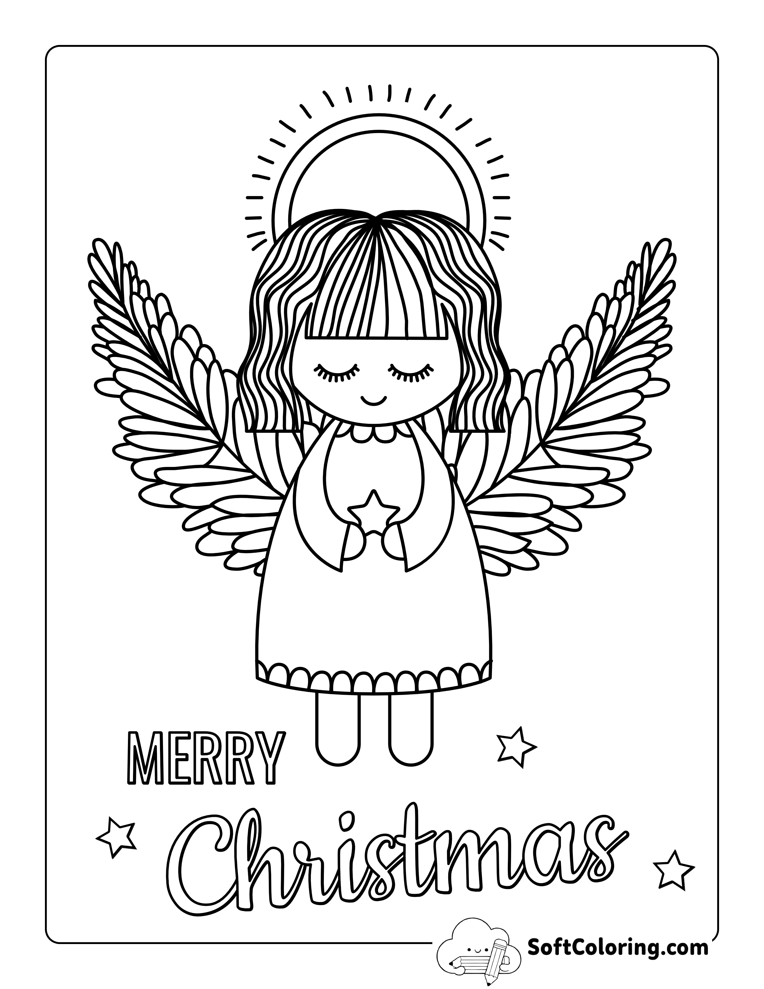 Free Printable Christmas Angel Coloring Page