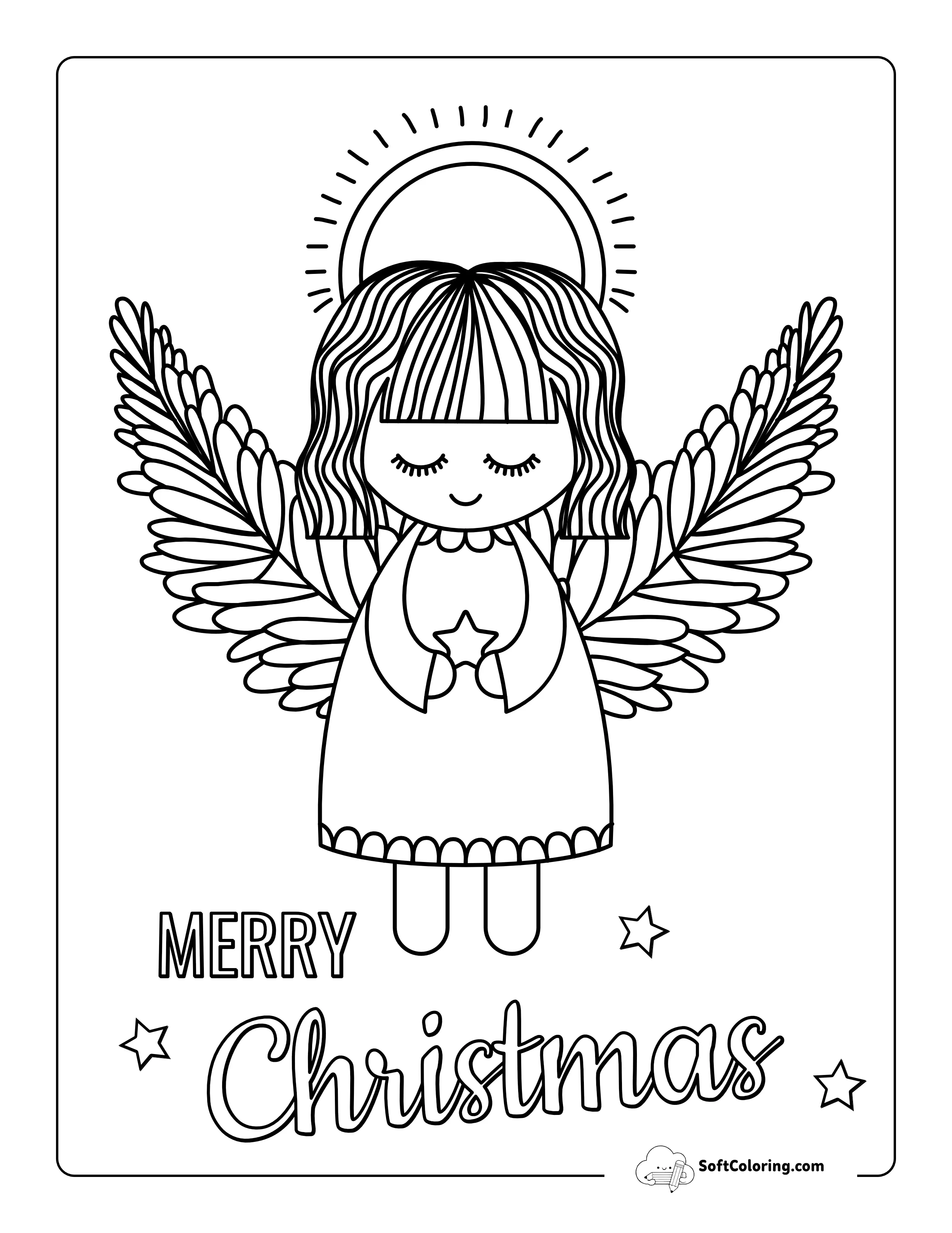 Christmas Angel Coloring Page For Kids