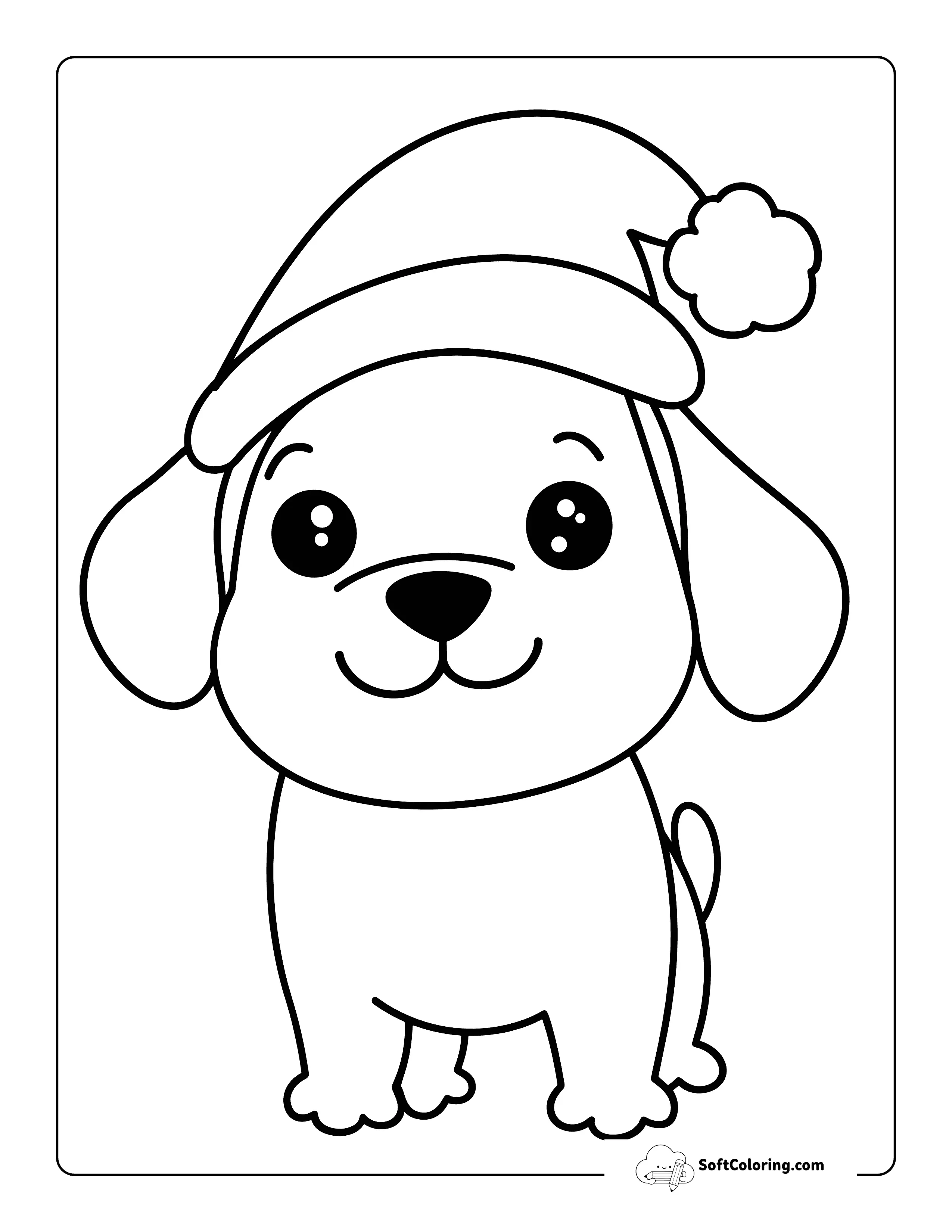 Cute Christmas Puppy Coloring Page